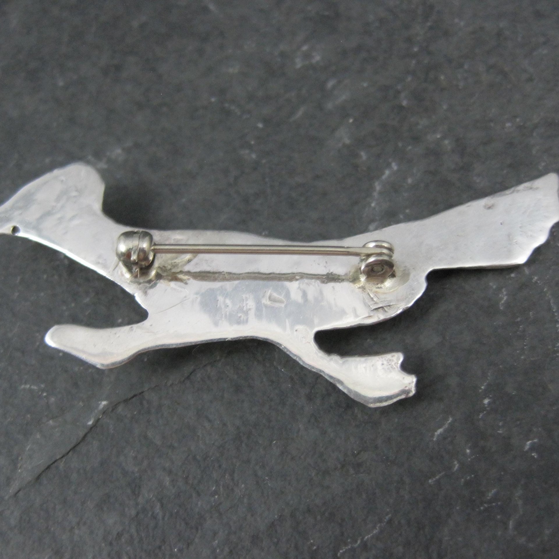Vintage Sterling Native American Turquoise Roadrunner Brooch