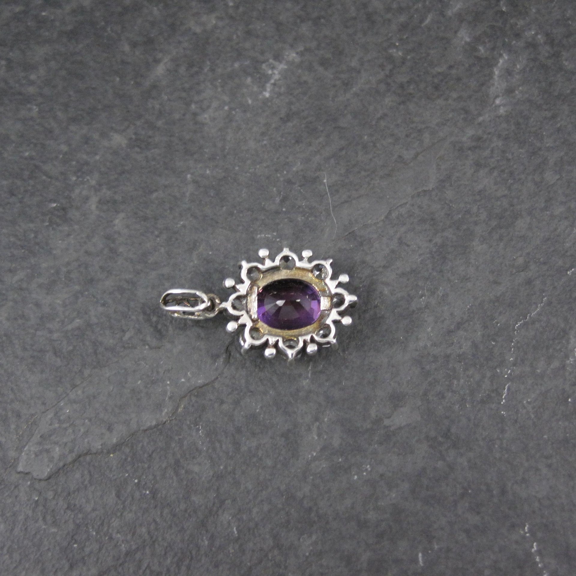 Sterling Silver Purple Pink Sapphire Pendant Estate Jewelry