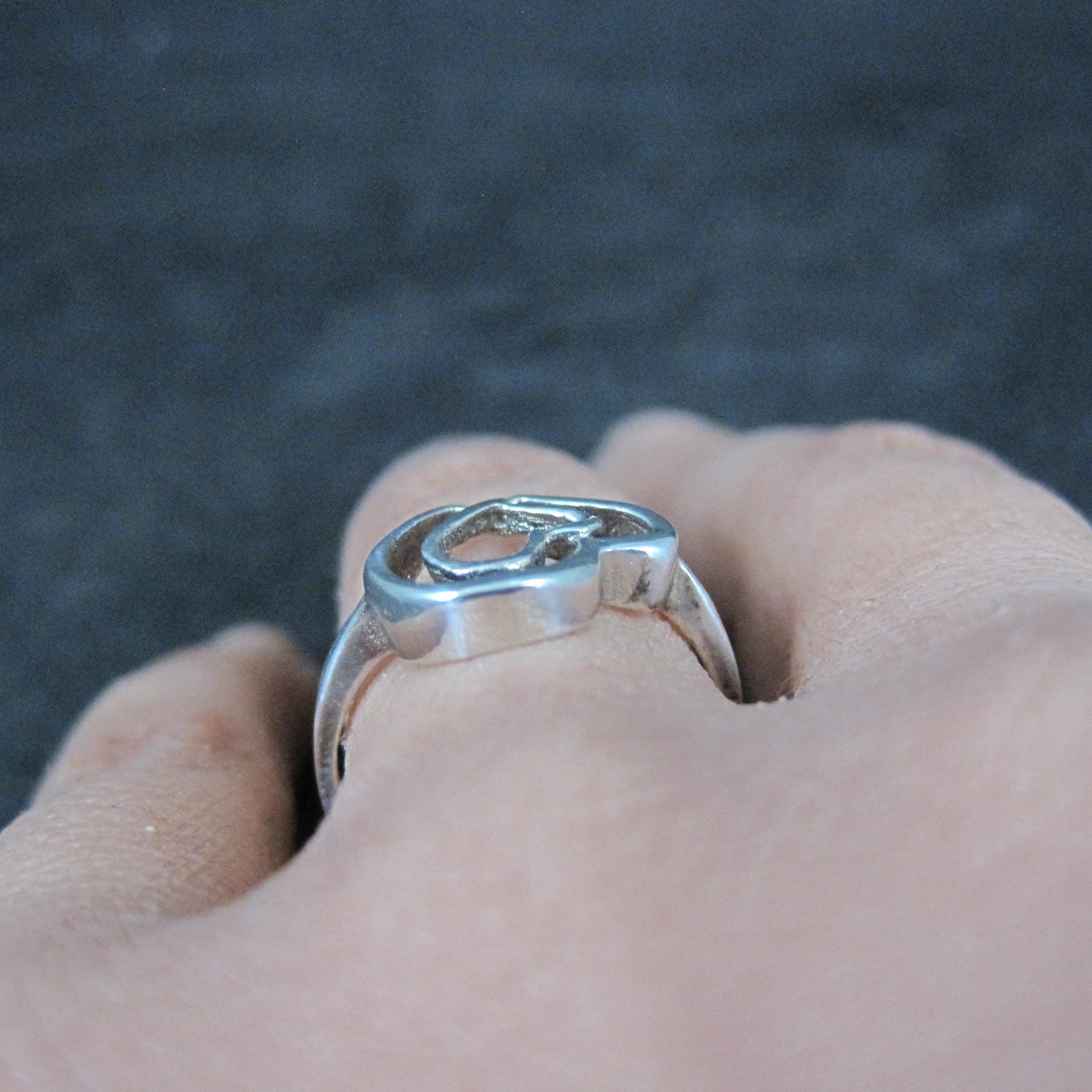 Vintage Sterling Double Heart Ring Size 6.5