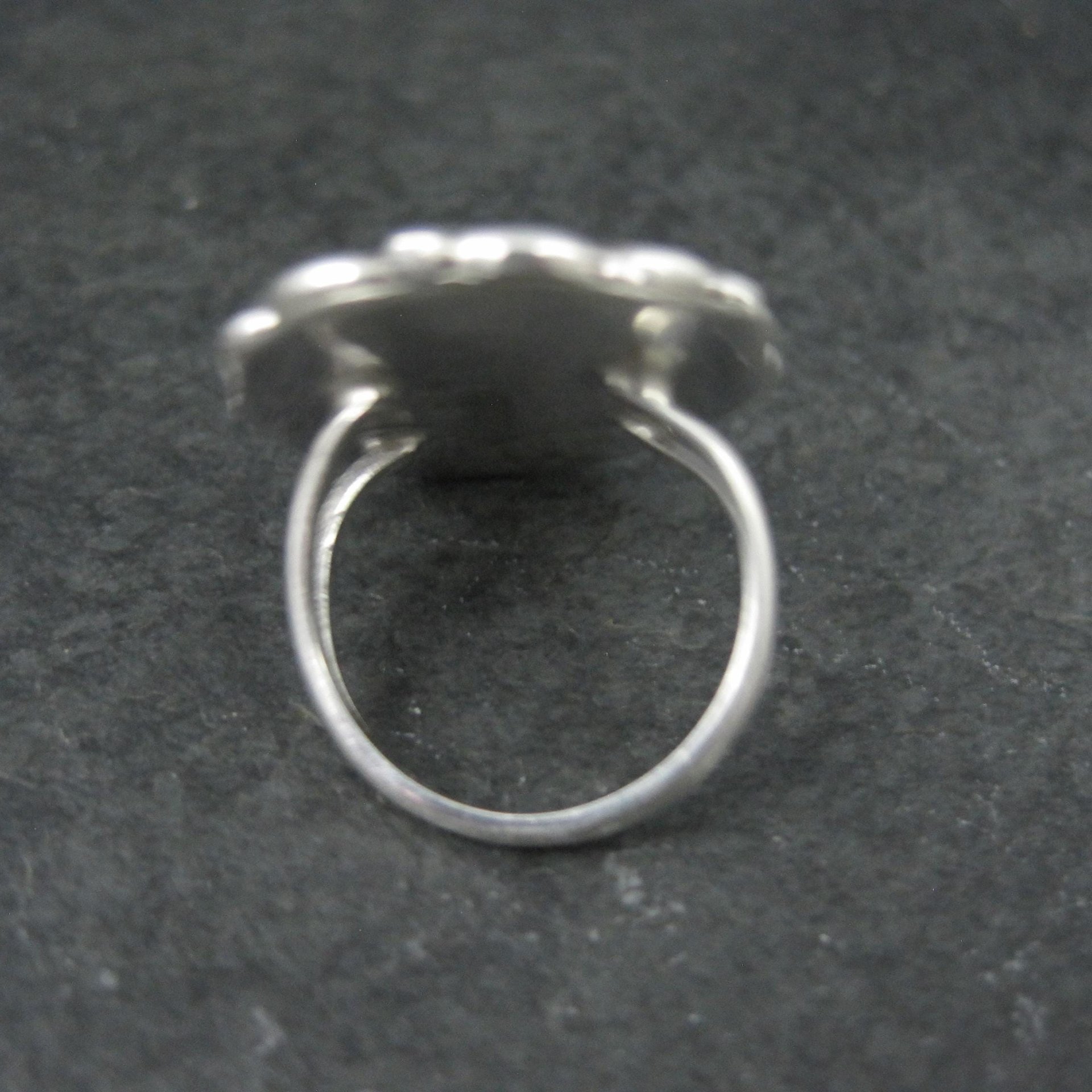 Vintage Mother of Pearl Coral Inlay Flower Ring Southwestern Sterling Silver Size 5