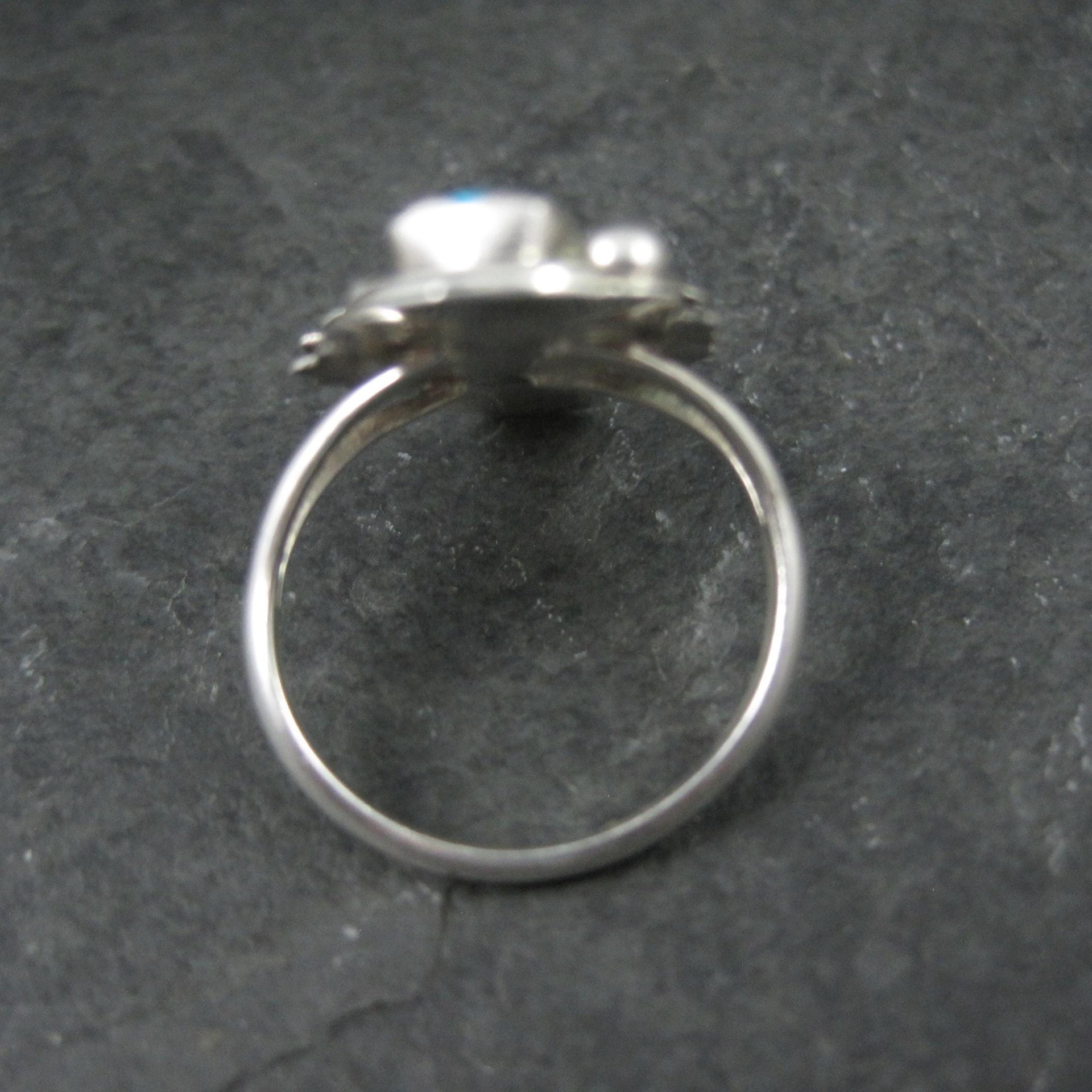 Southwestern Sterling Turquoise and Coral Ring Size 7 Navajo Cecil Sanders