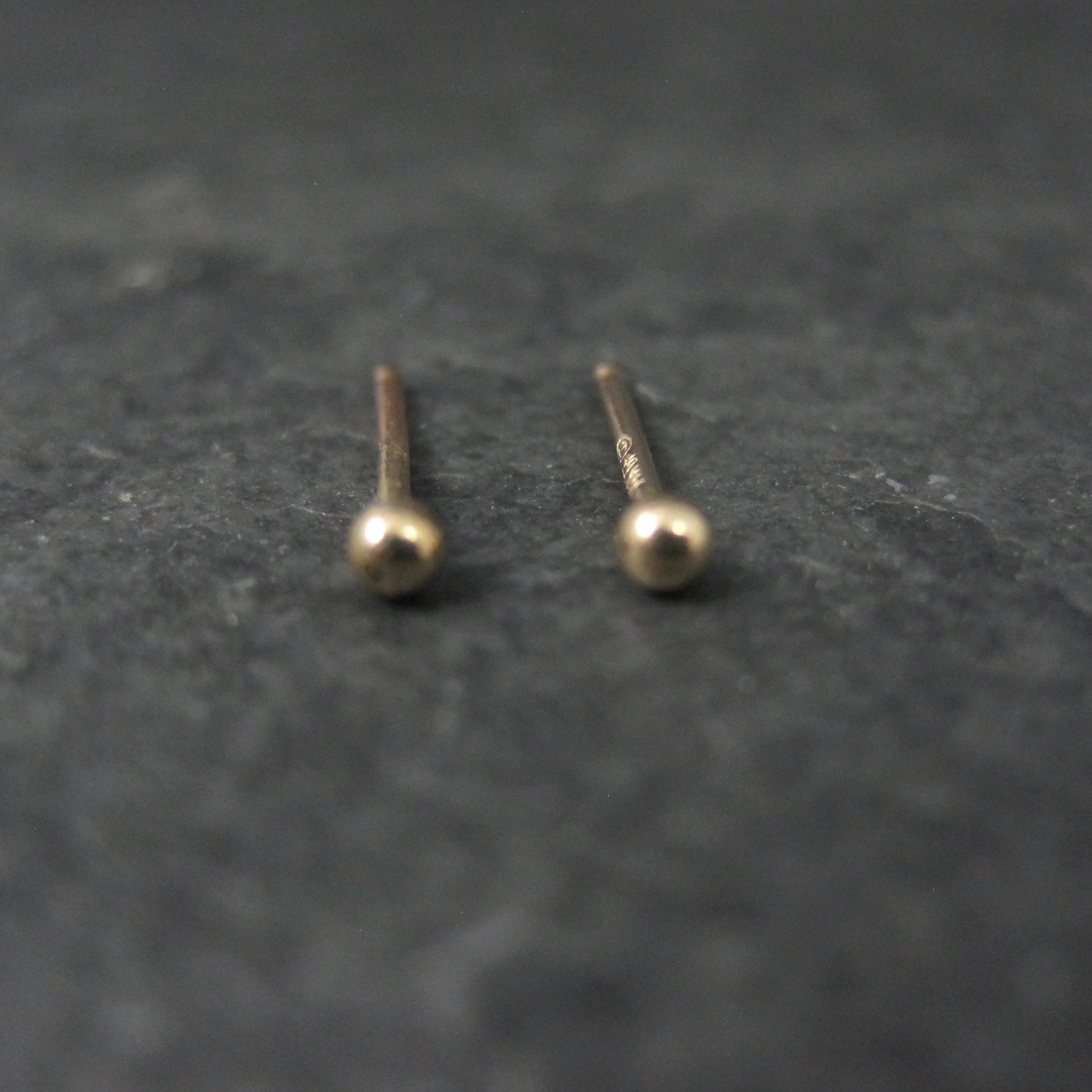 Tiny Vintage Ball Stud Earrings 14K Gold Filled New Old Stock