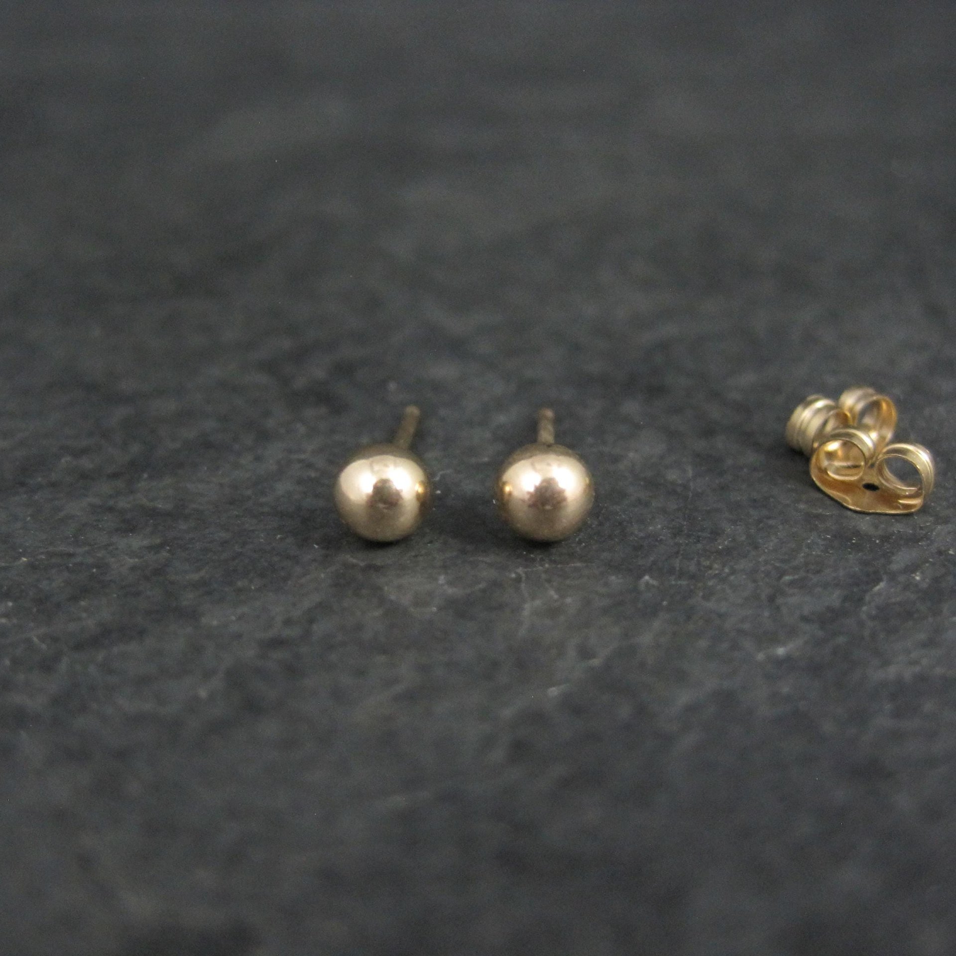 4mm Gold Ball Stud Earrings 14K Gold Filled New Old Stock