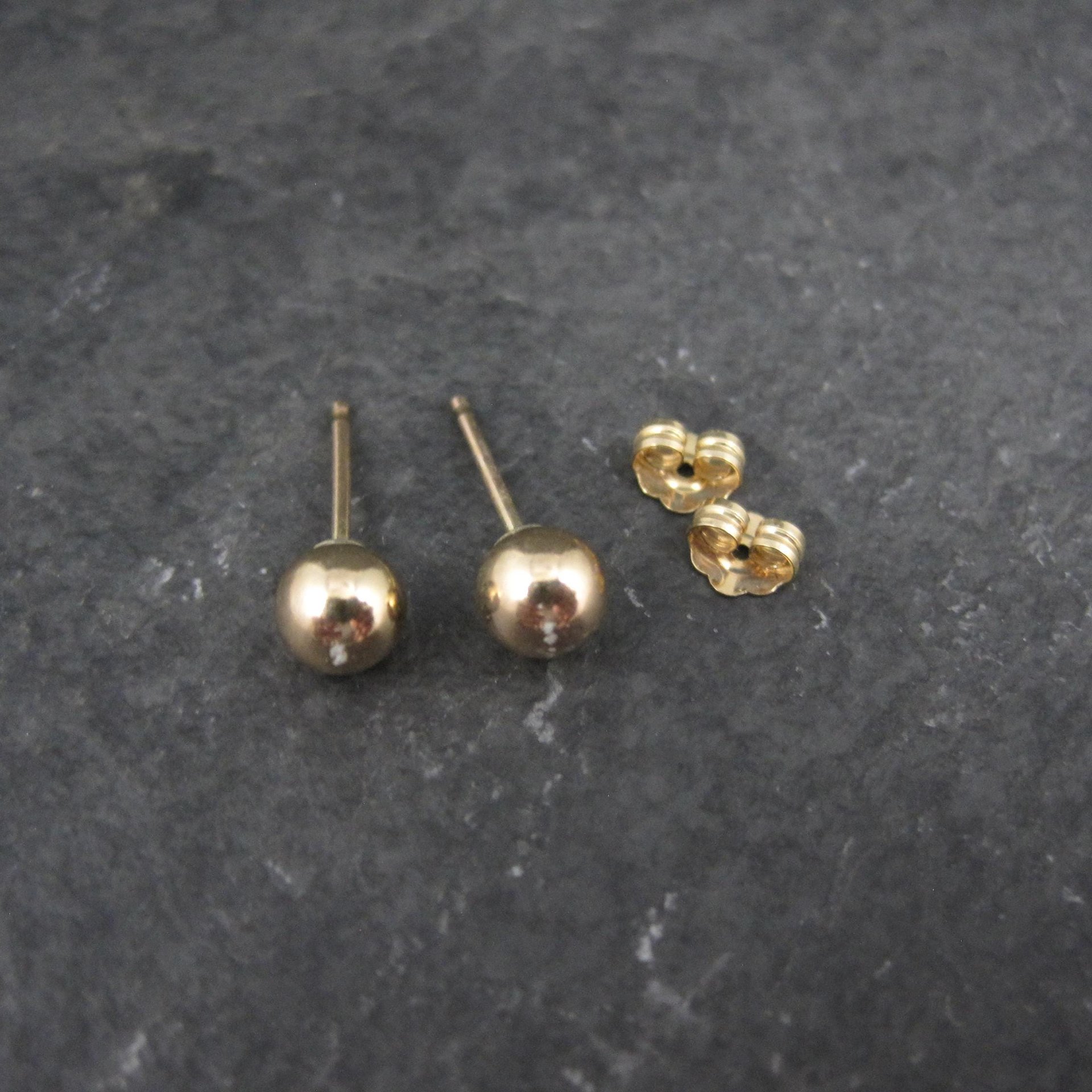 5mm Gold Ball Stud Earrings 14K Gold Filled New Old Stock