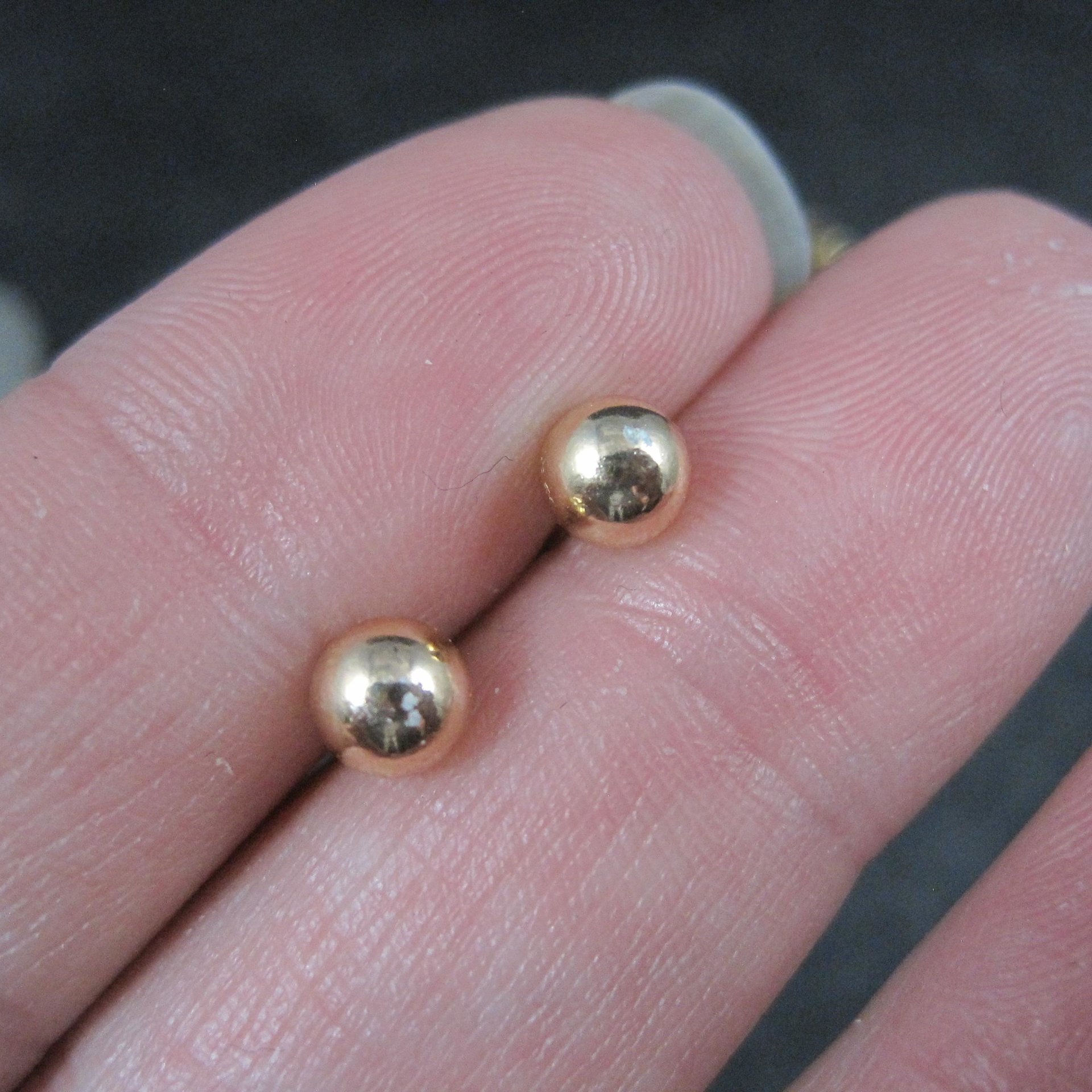 5mm Gold Ball Stud Earrings 14K Gold Filled New Old Stock
