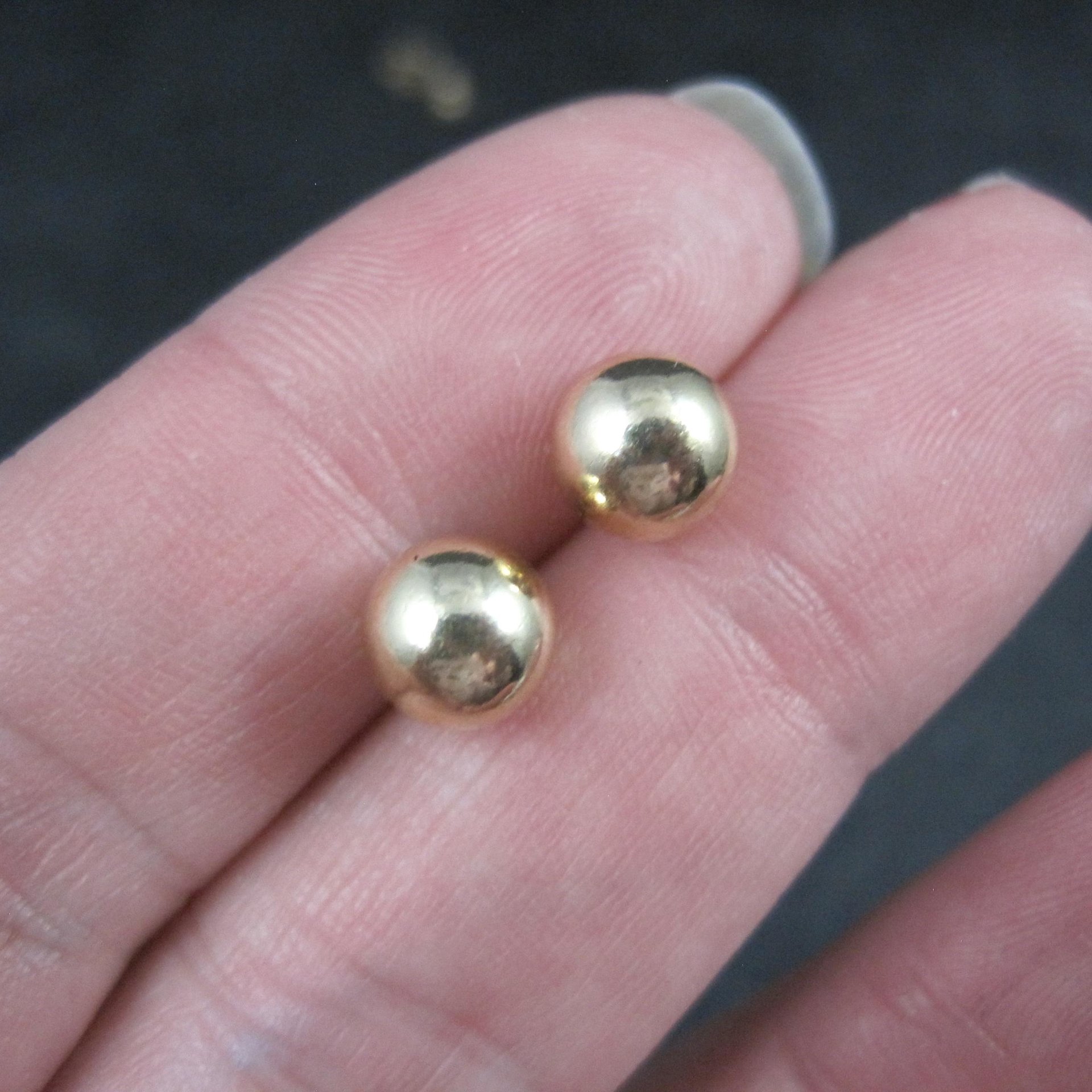 7mm Gold Ball Stud Earrings 14K Gold Filled New Old Stock