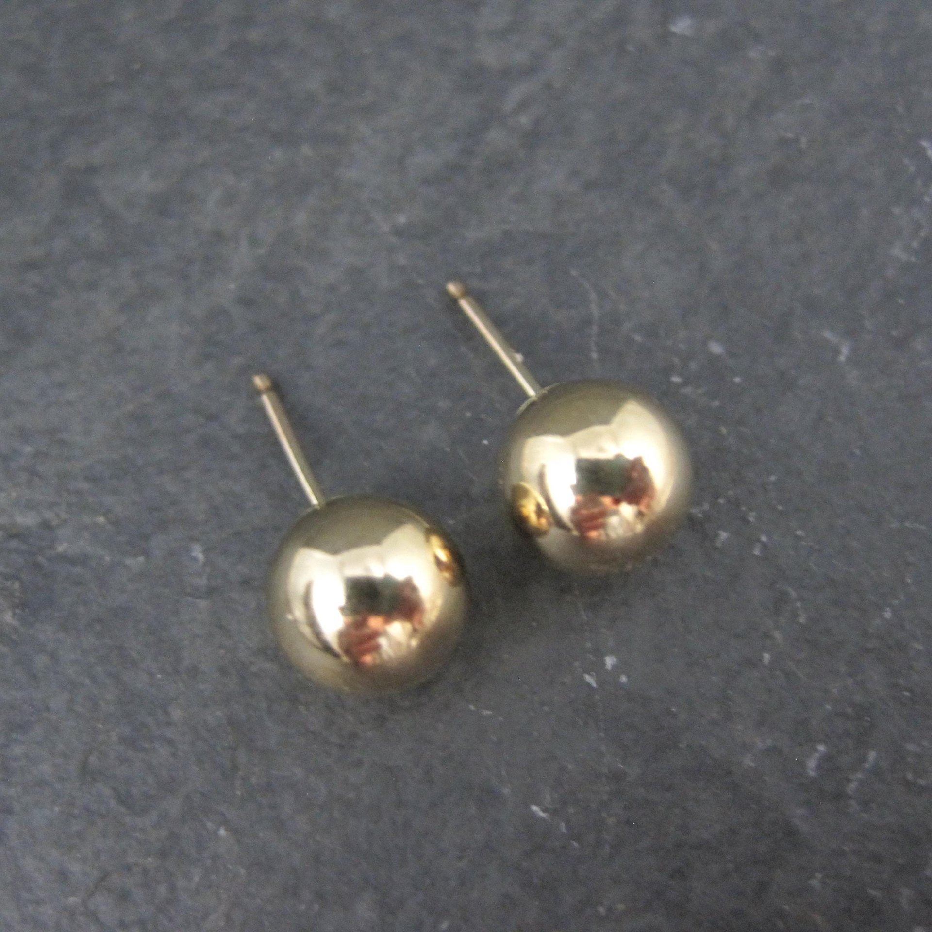 8mm Gold Ball Stud Earrings 14K Gold Filled New Old Stock