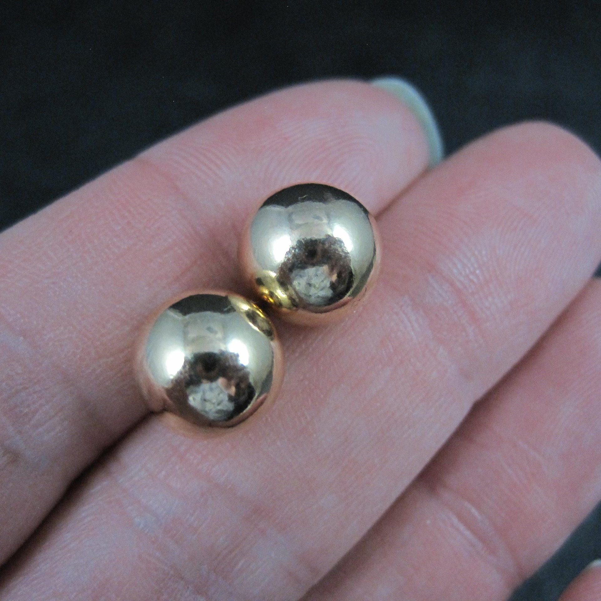 10mm Gold Ball Stud Earrings 14K Gold Filled New Old Stock