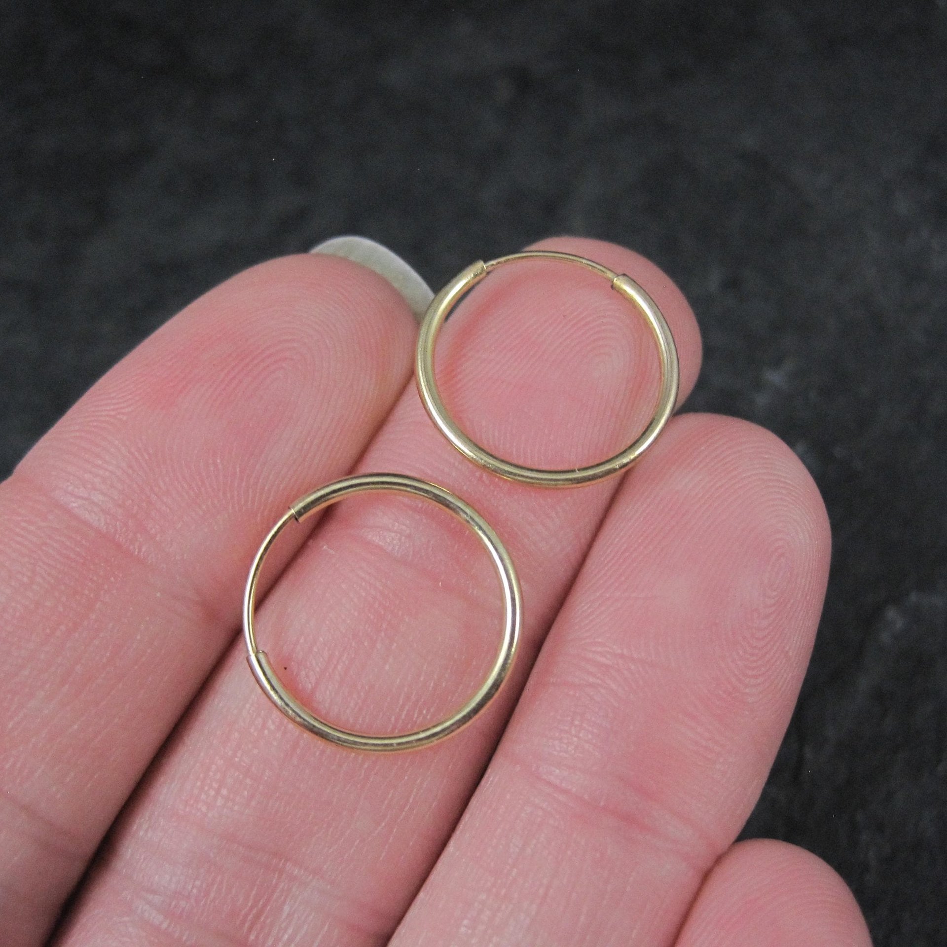 Dainty 14K Yellow Gold Hoop Earrings 16mm
