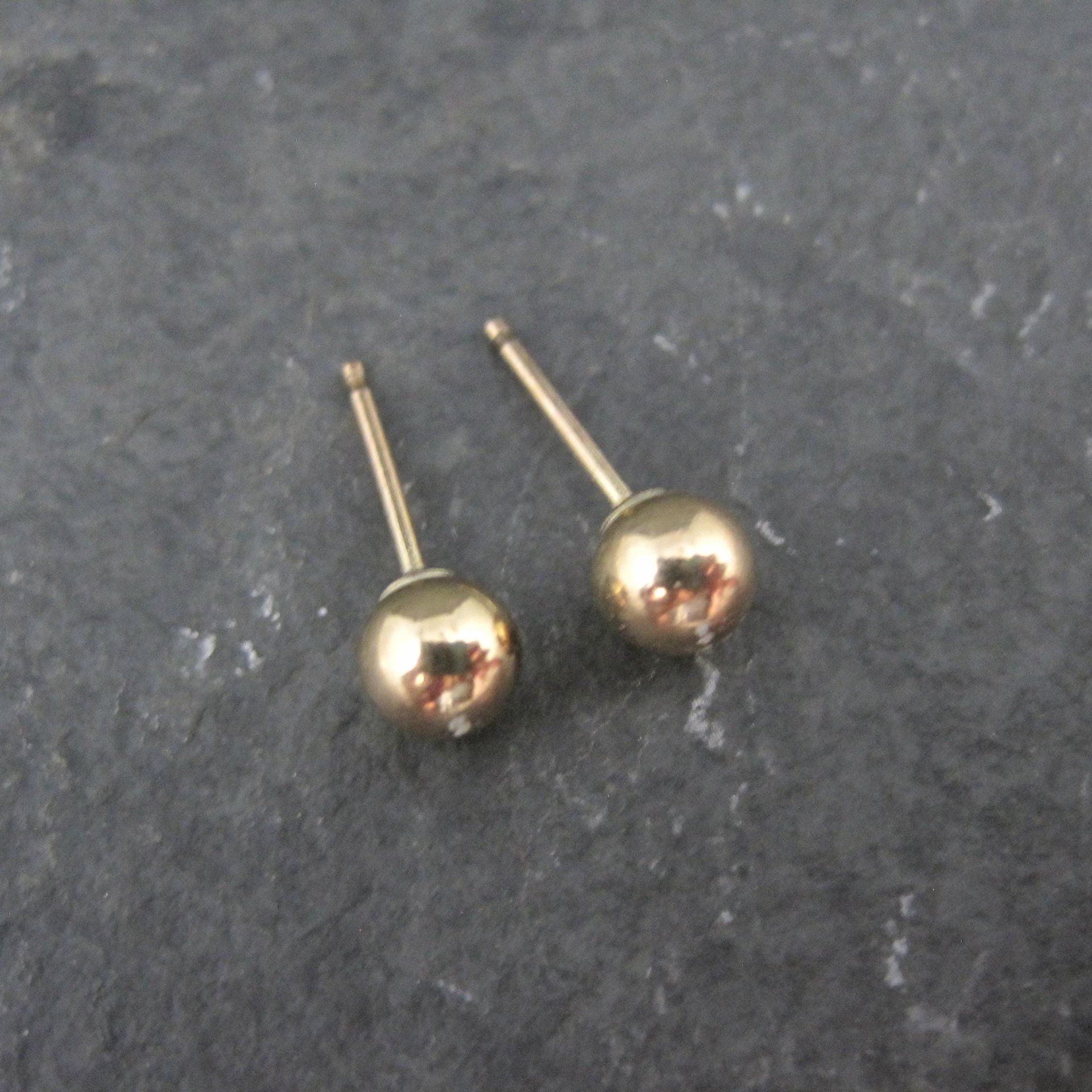 5mm Gold Ball Stud Earrings 14K Gold Filled New Old Stock