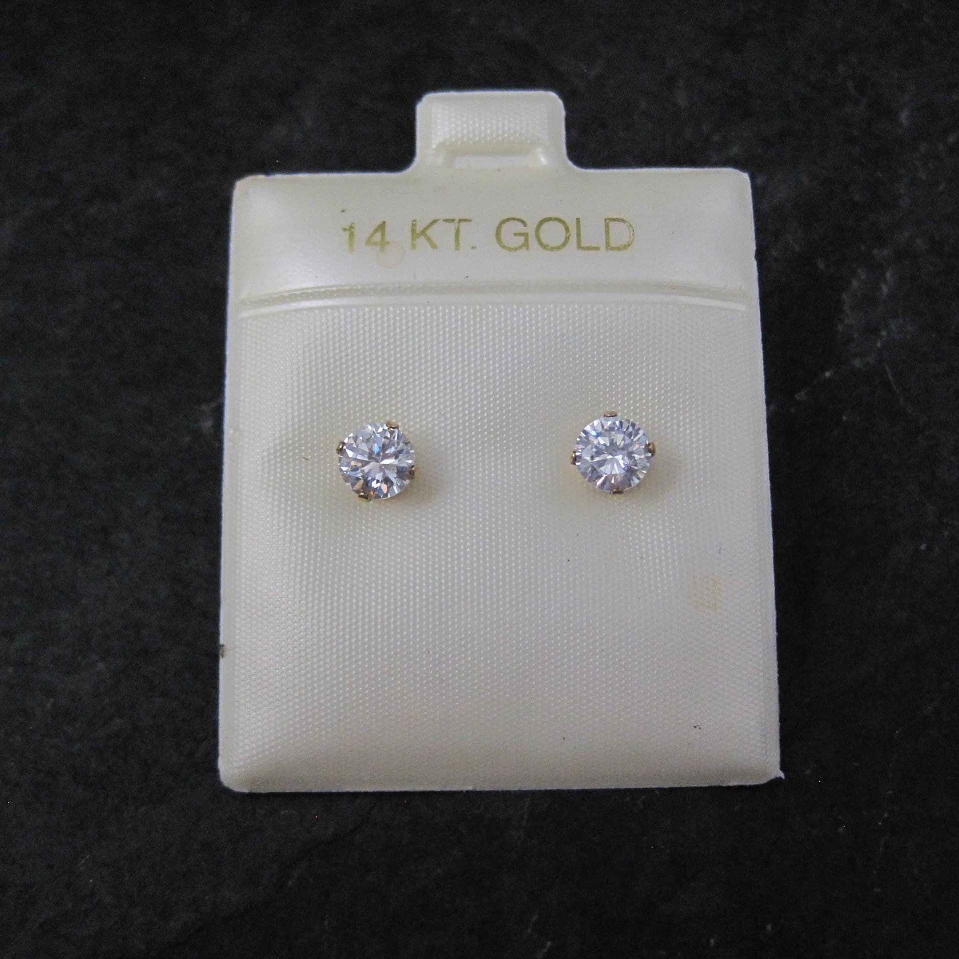 Vintage 4mm Cz Stud Earrings 14K Gold Filled New Old Stock