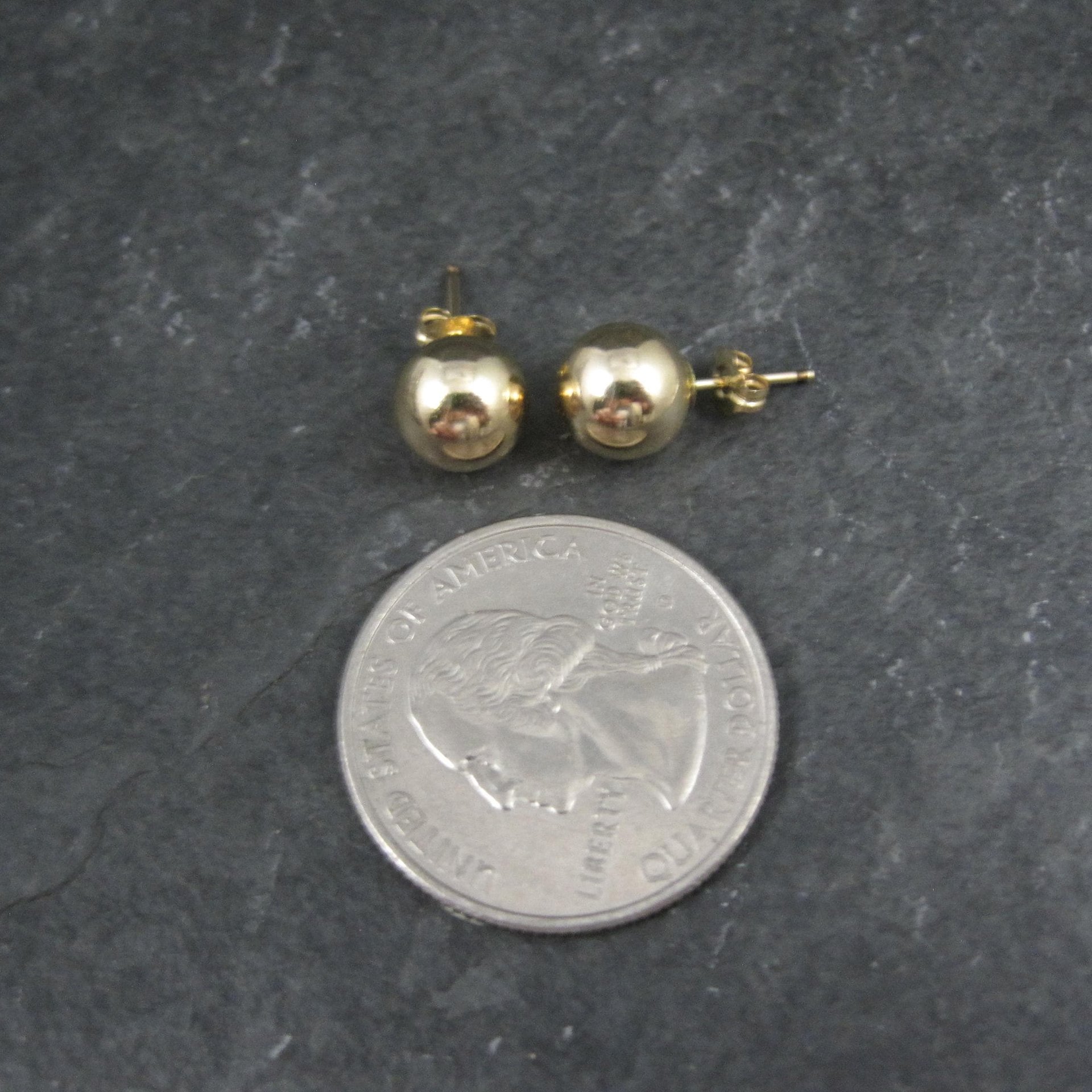 8mm Gold Ball Stud Earrings 14K Gold Filled New Old Stock