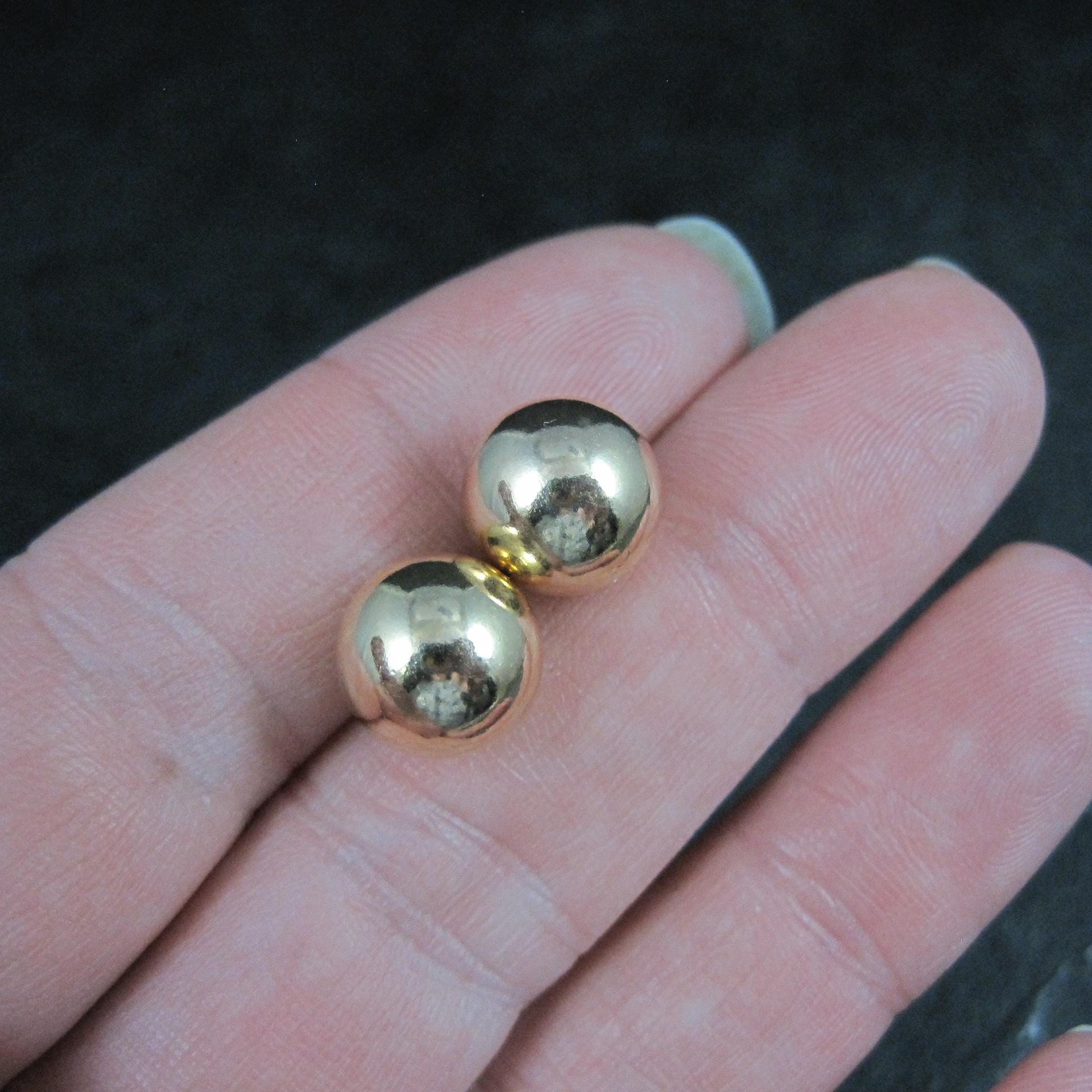 10mm Gold Ball Stud Earrings 14K Gold Filled New Old Stock