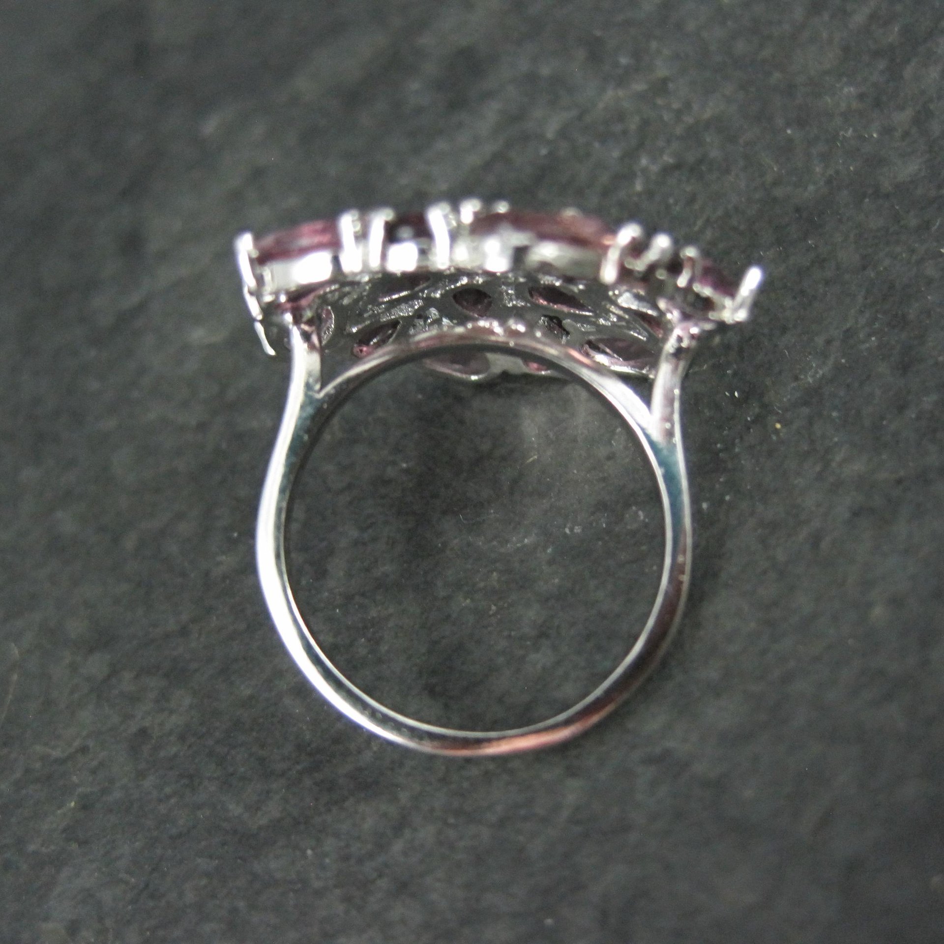 Purple and Pink Starburst Ring Size 6 Sterling Silver Estate Jewelry
