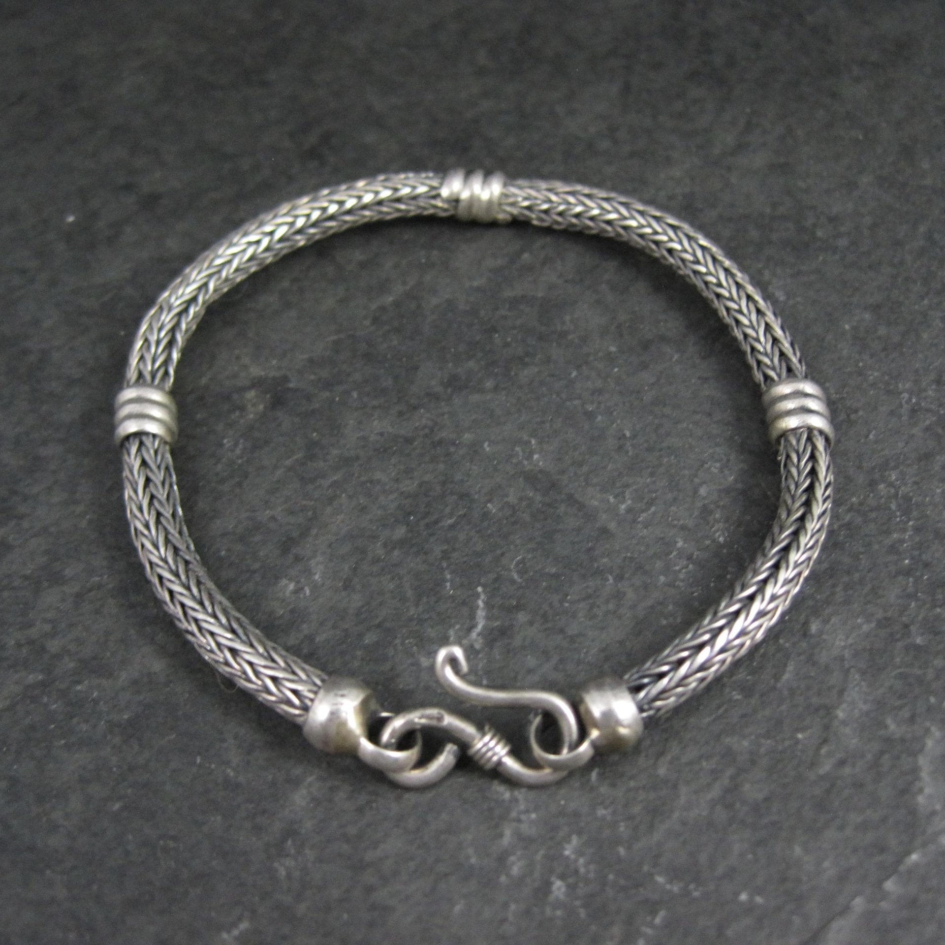 Vintage Sterling Woven Bracelet 7.25 Inches