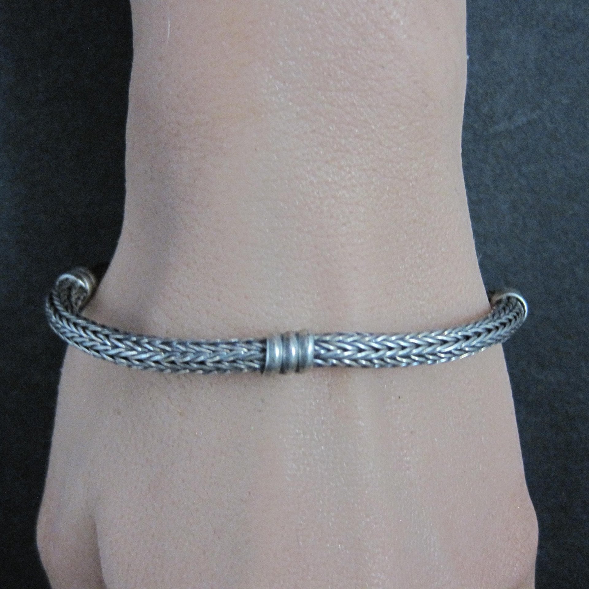 Vintage Sterling Woven Bracelet 7.25 Inches