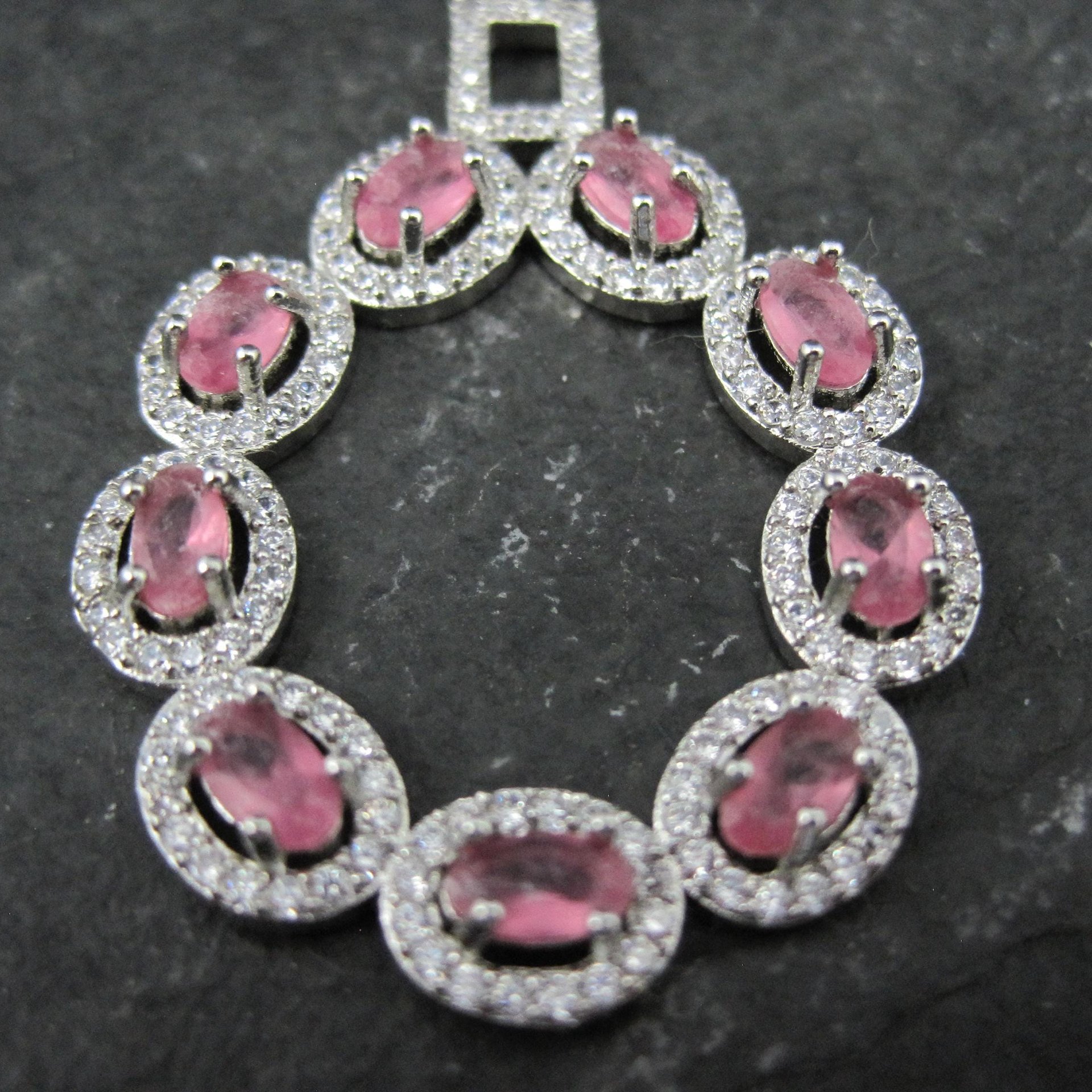 Estate Sterling Pink Cubic Zirconia Pendant