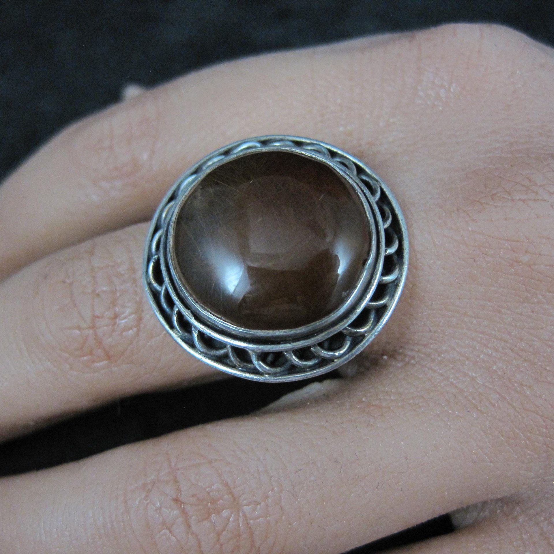 Large Vintage Rutilated Quartz Ring Sterling Size 8