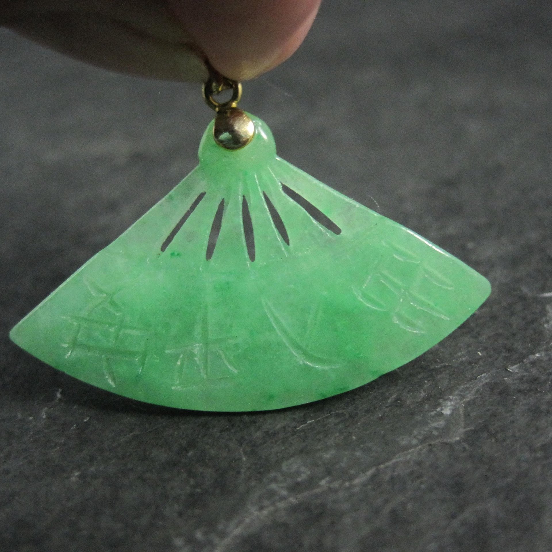 Vermeil Jadeite Fan Pendant Estate