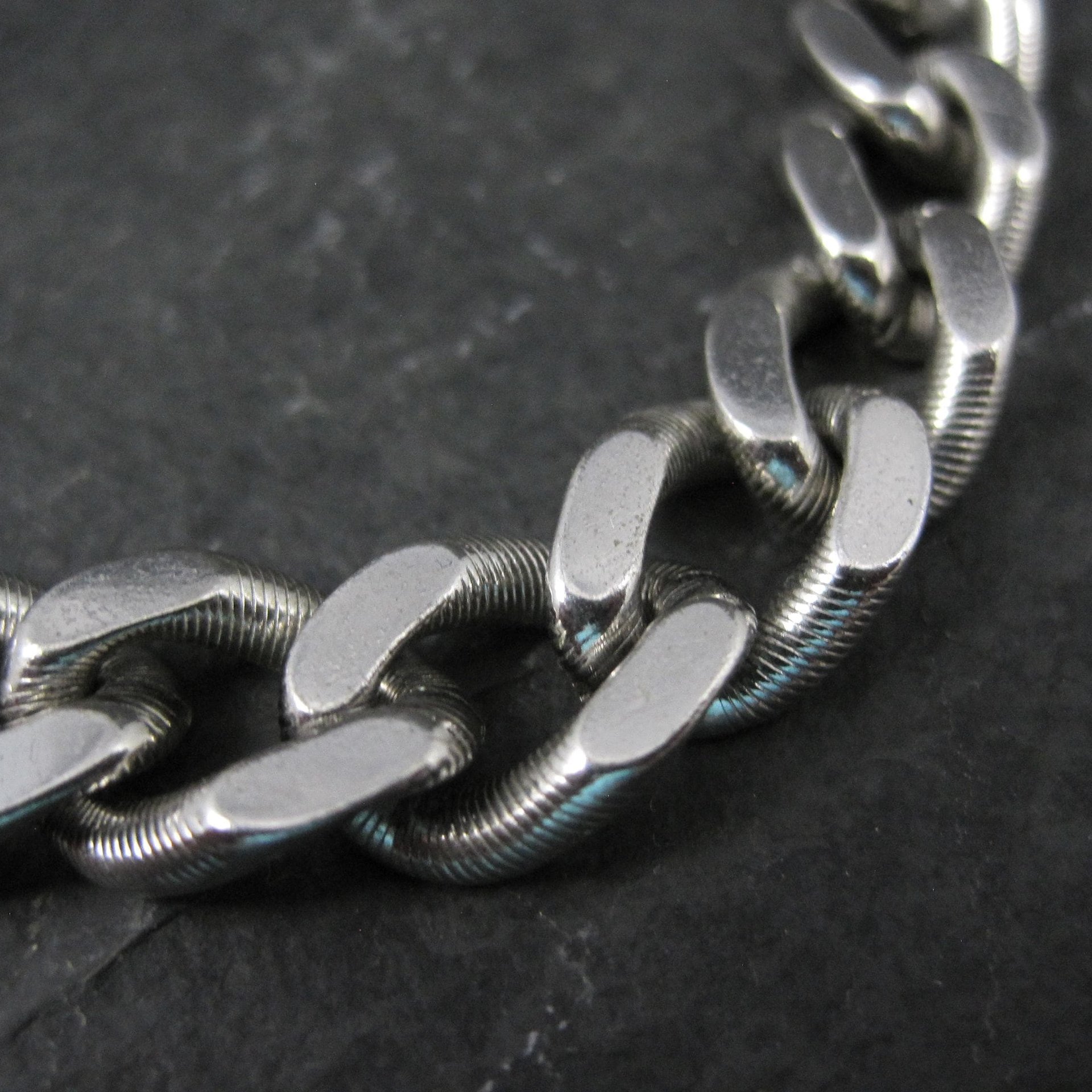 Silver Tone Figaro Bracelet Vintage Monet 7.5 Inches