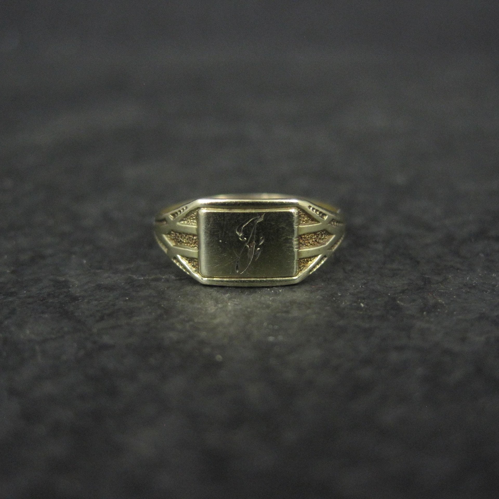 Victorian Baby Ring 10K Yellow Gold Size 1 Antique Ostby and Barton Initial J
