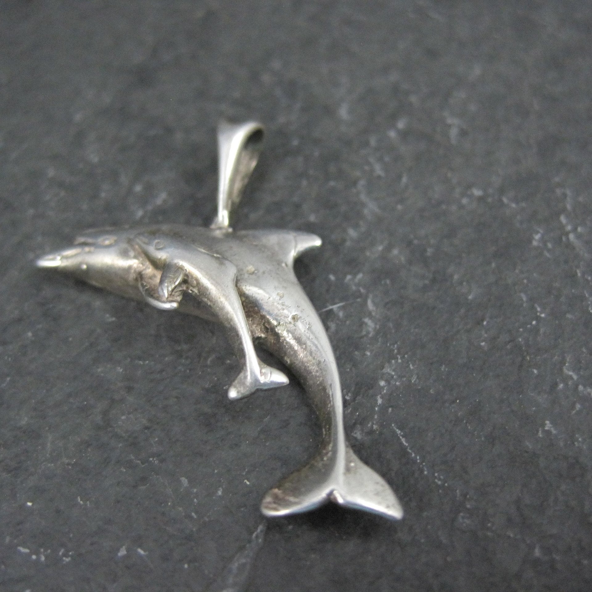 Dolphin Pendant 1980s Vintage Sterling Silver