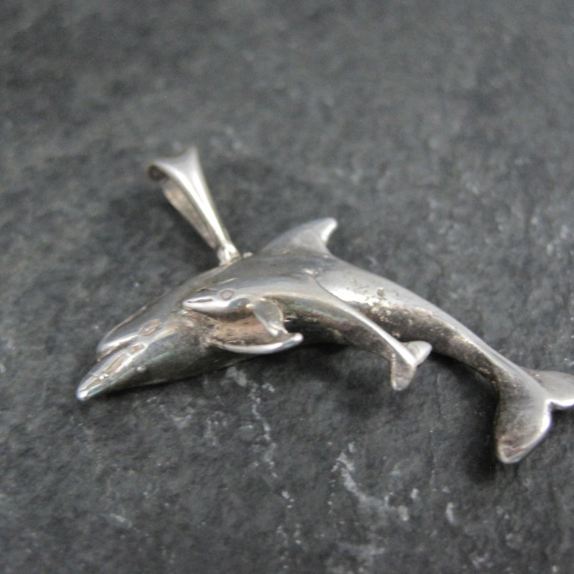 Dolphin Pendant 1980s Vintage Sterling Silver