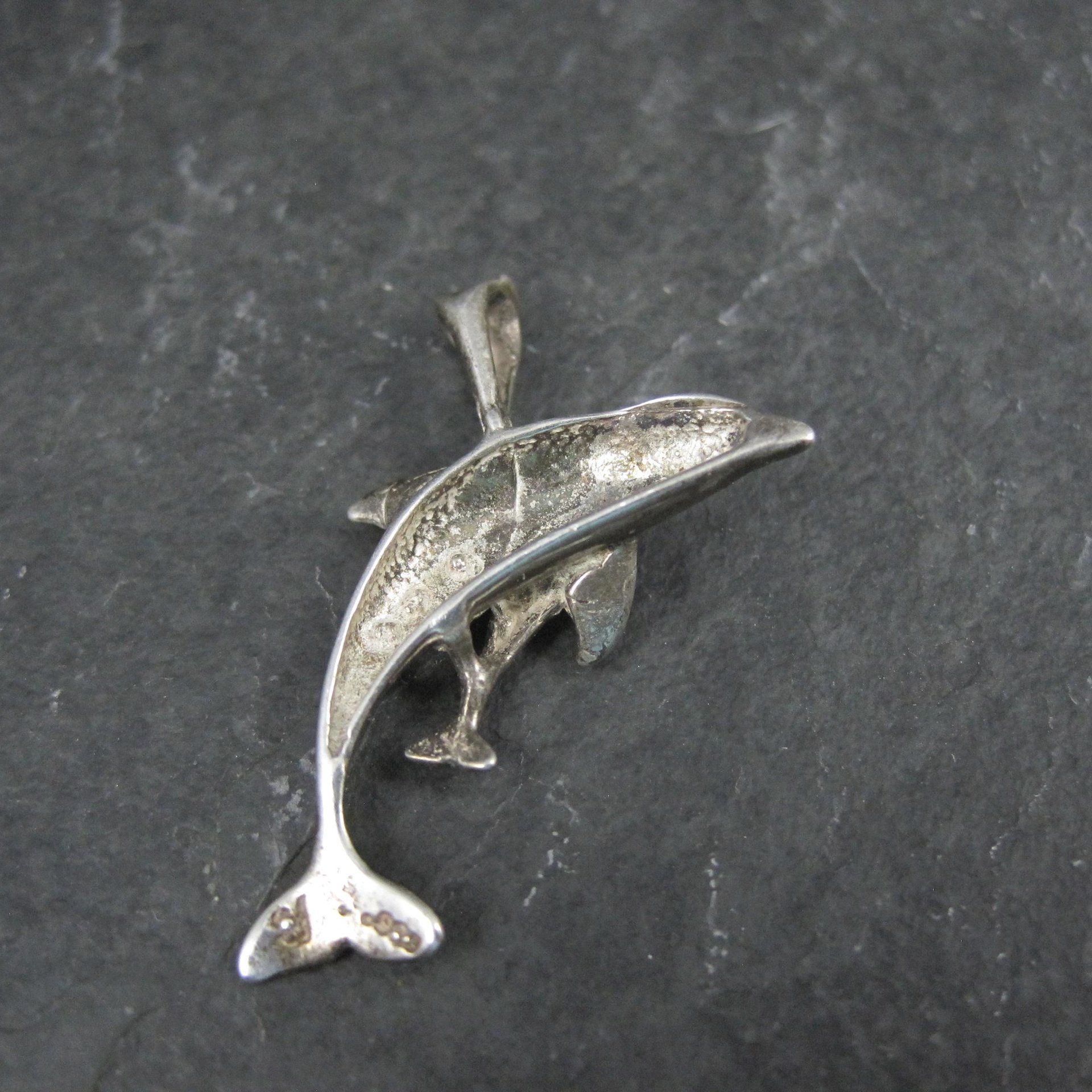 Dolphin Pendant 1980s Vintage Sterling Silver