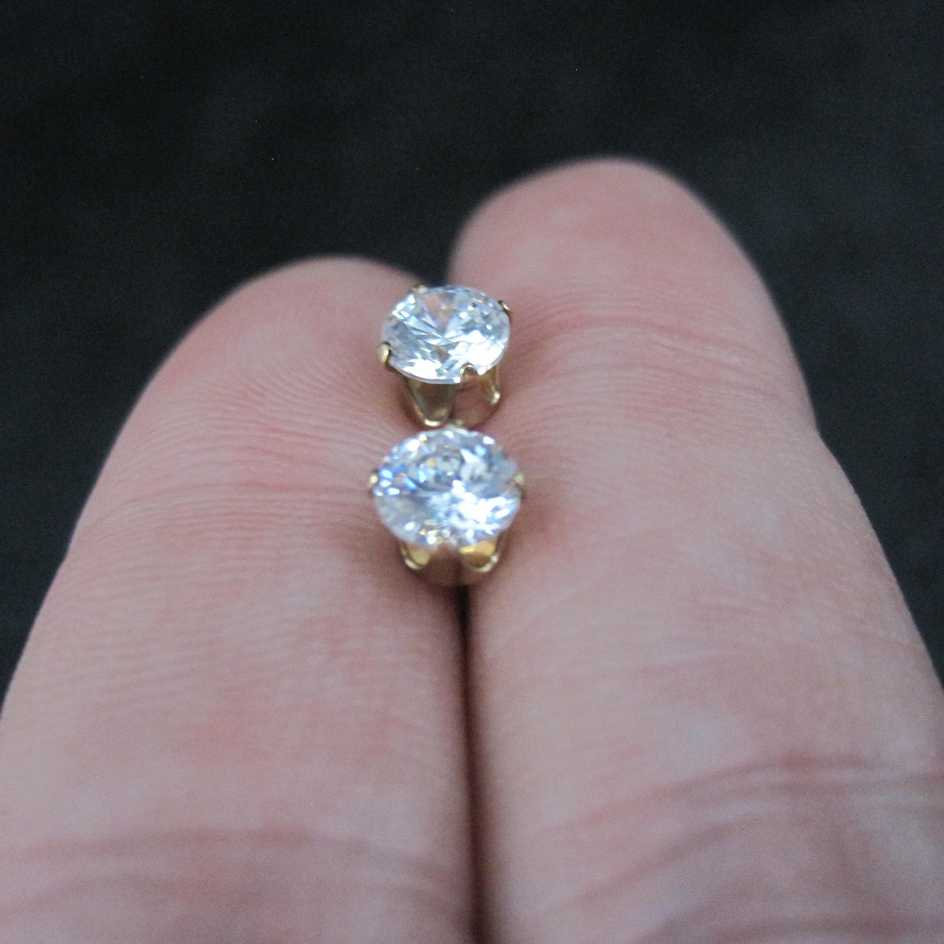Vintage 4mm Cz Stud Earrings 14K Gold Filled New Old Stock