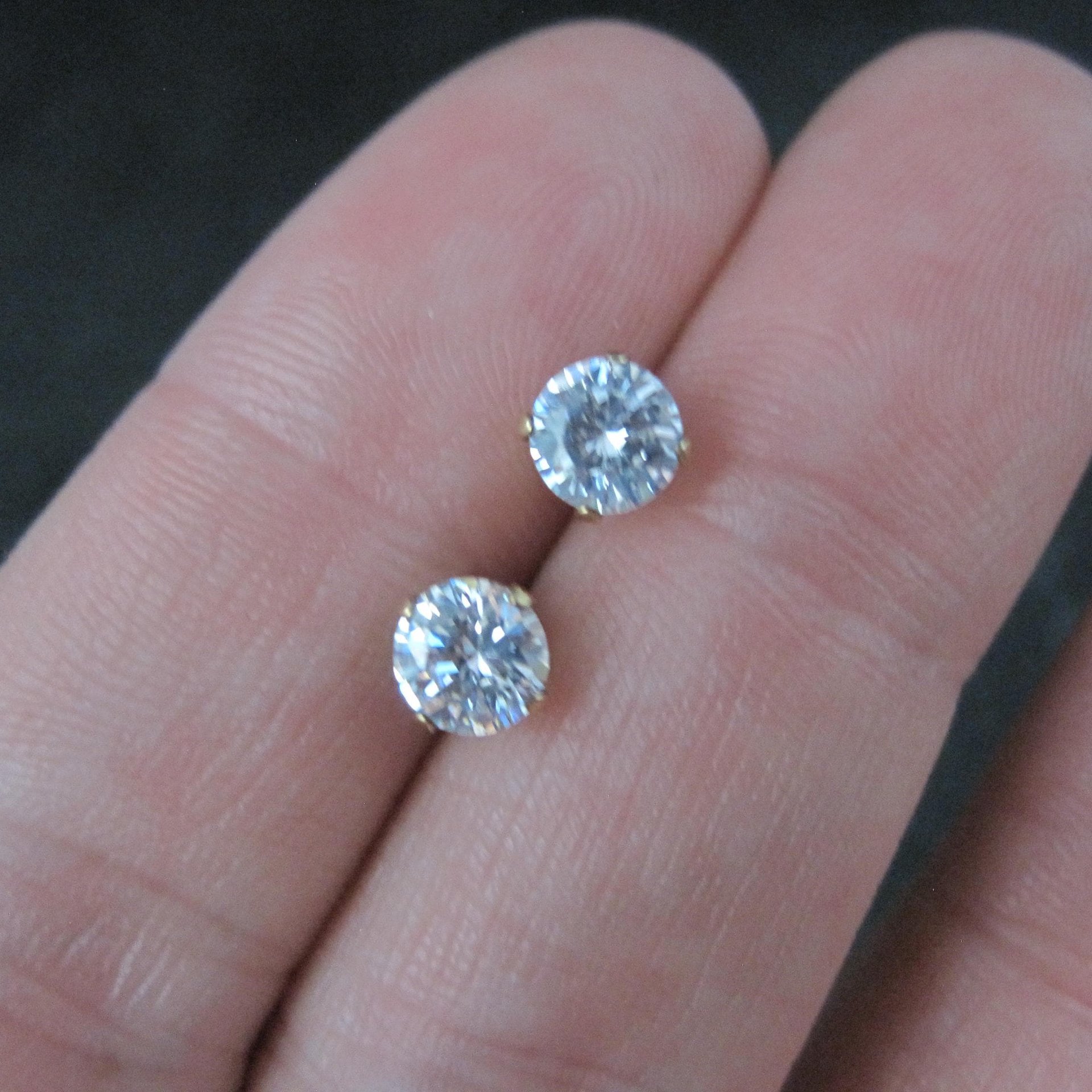 Vintage 4mm Cz Stud Earrings 14K Gold Filled New Old Stock