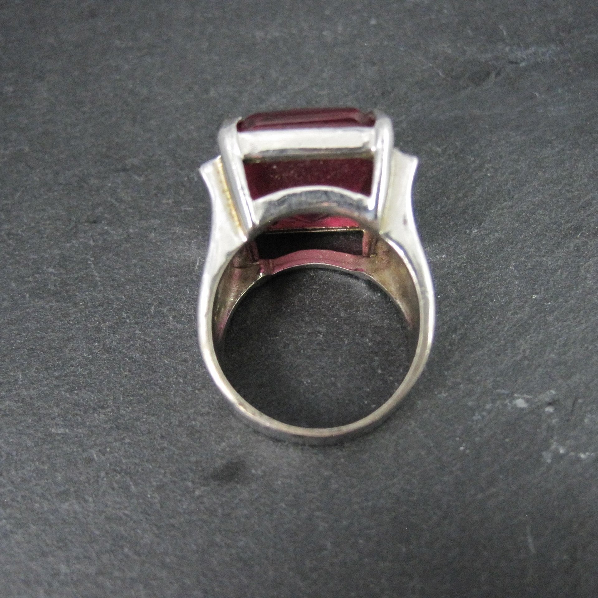 Large Synthetic Ruby Ring Sterling Silver Size 8.5