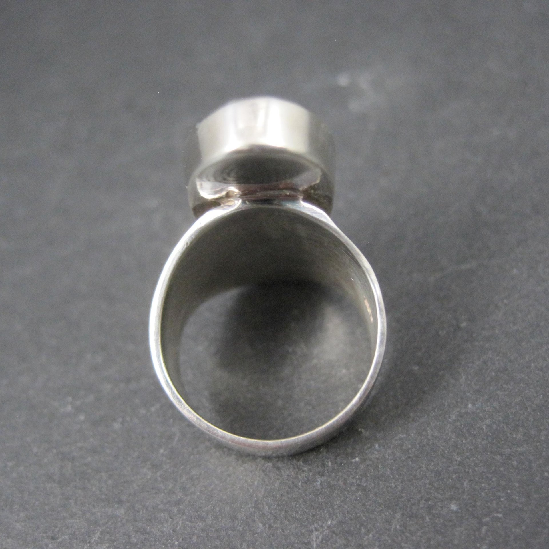 Vintage Sterling Silver Onyx Ring Size 5 Modernist