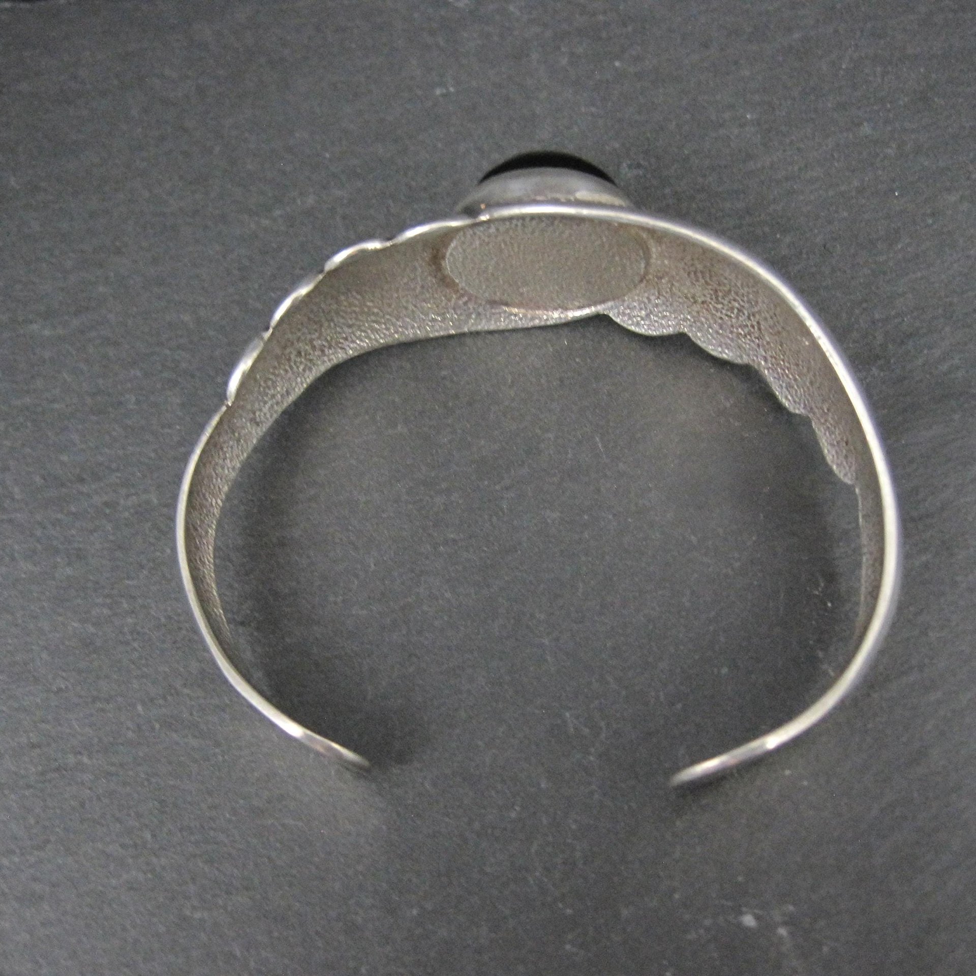 Vintage Sterling Silver Onyx Cuff Bracelet 6.25 Inches