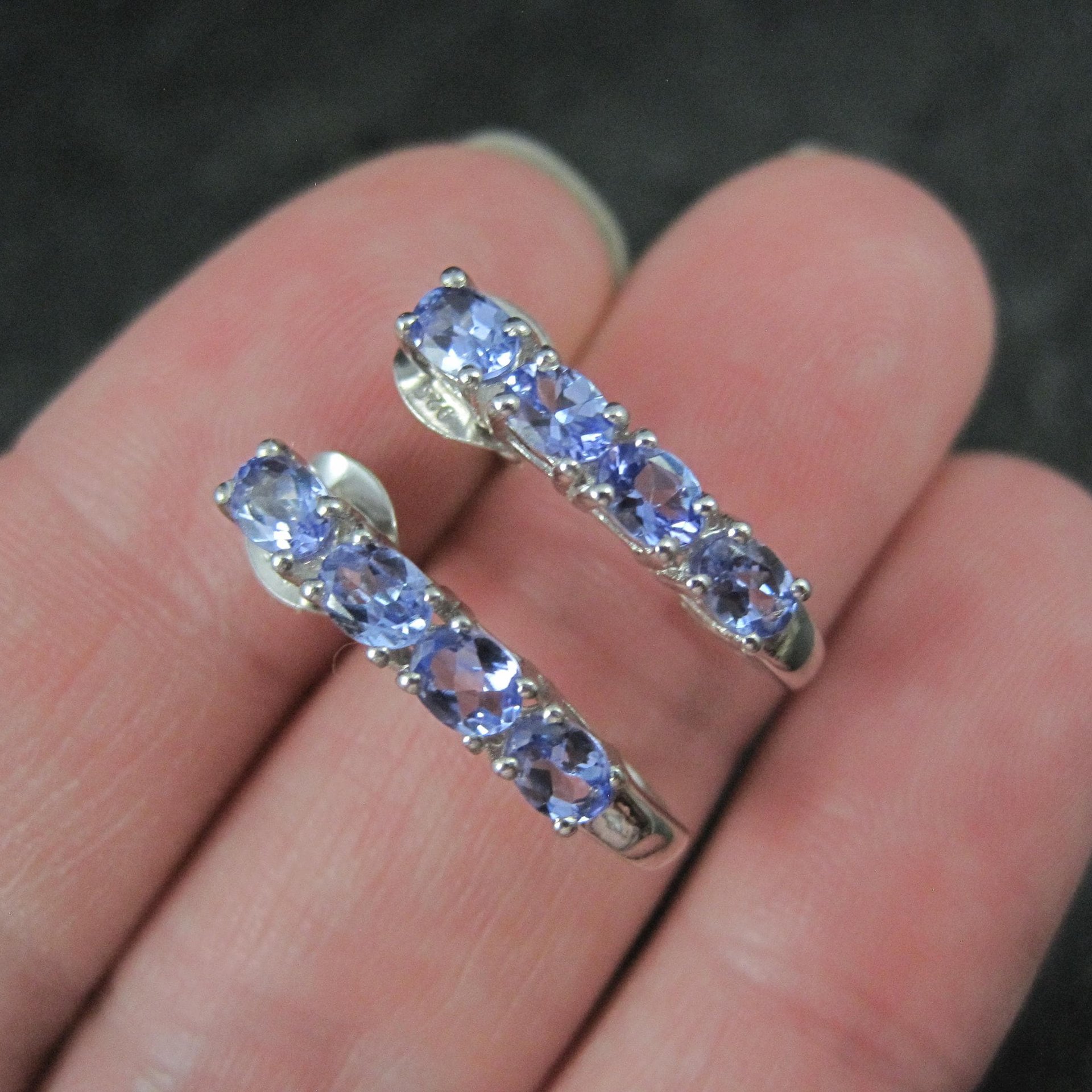 Estate Tanzanite Earrings Sterling Silver Chuck Clemency