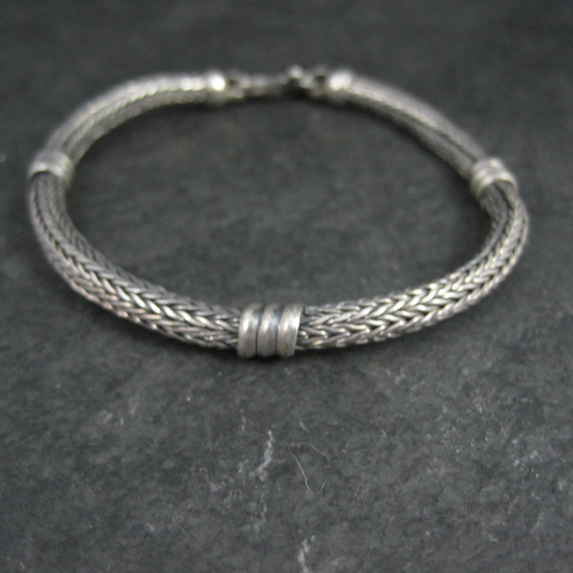 Vintage Sterling Woven Bracelet 7.25 Inches