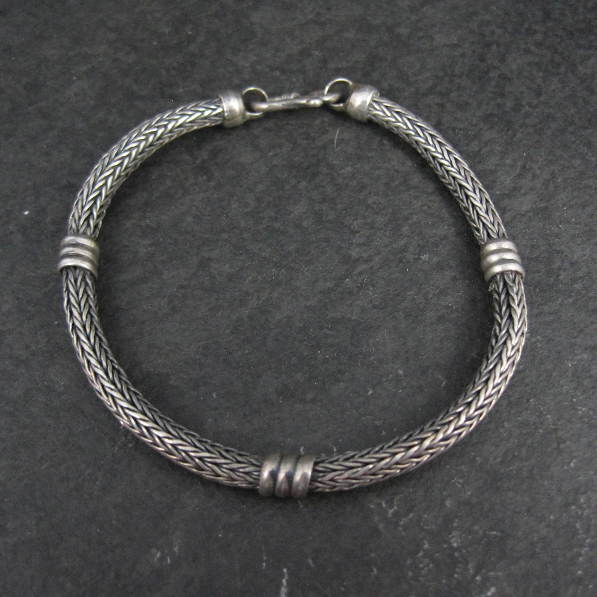 Vintage Sterling Woven Bracelet 7.25 Inches