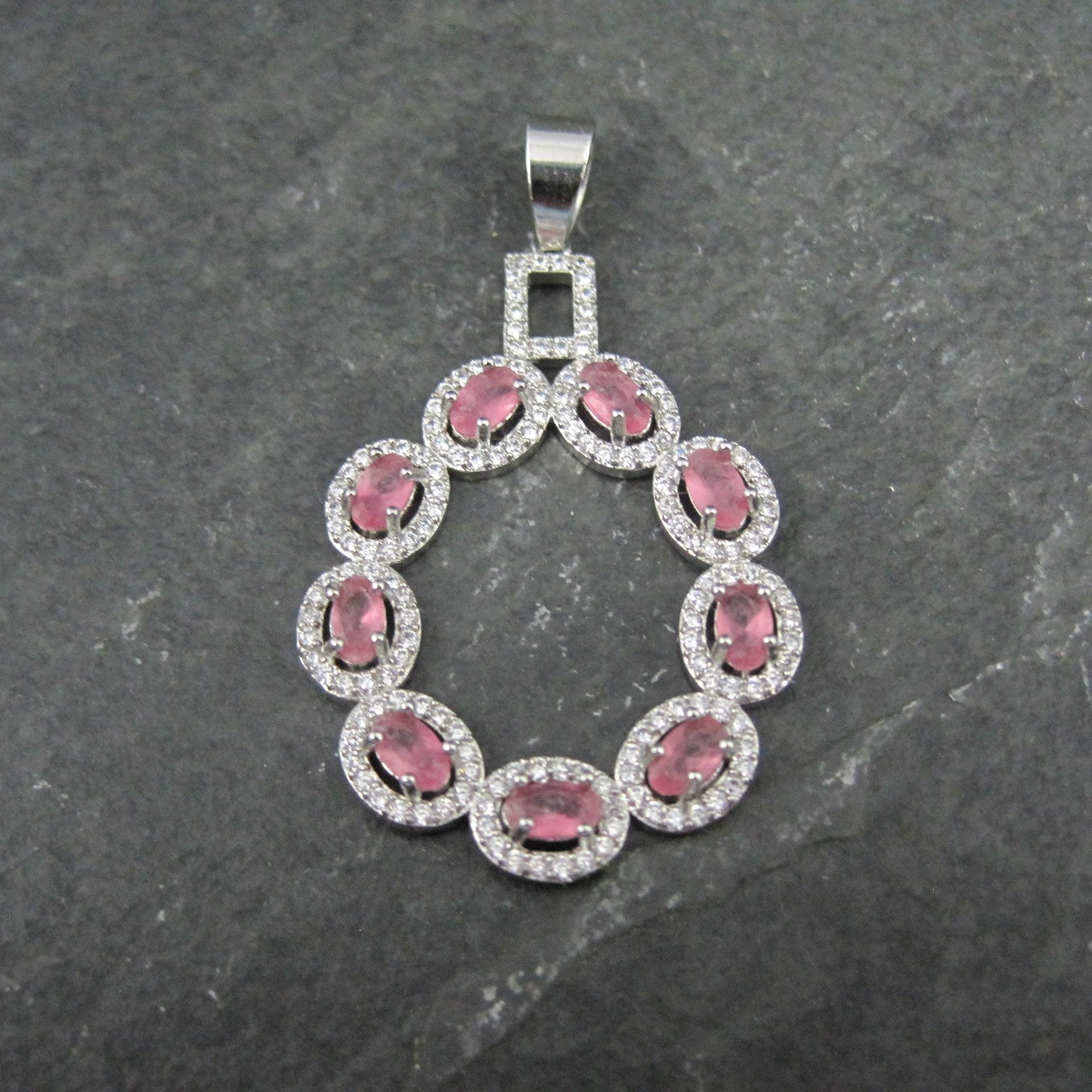Estate Sterling Pink Cubic Zirconia Pendant