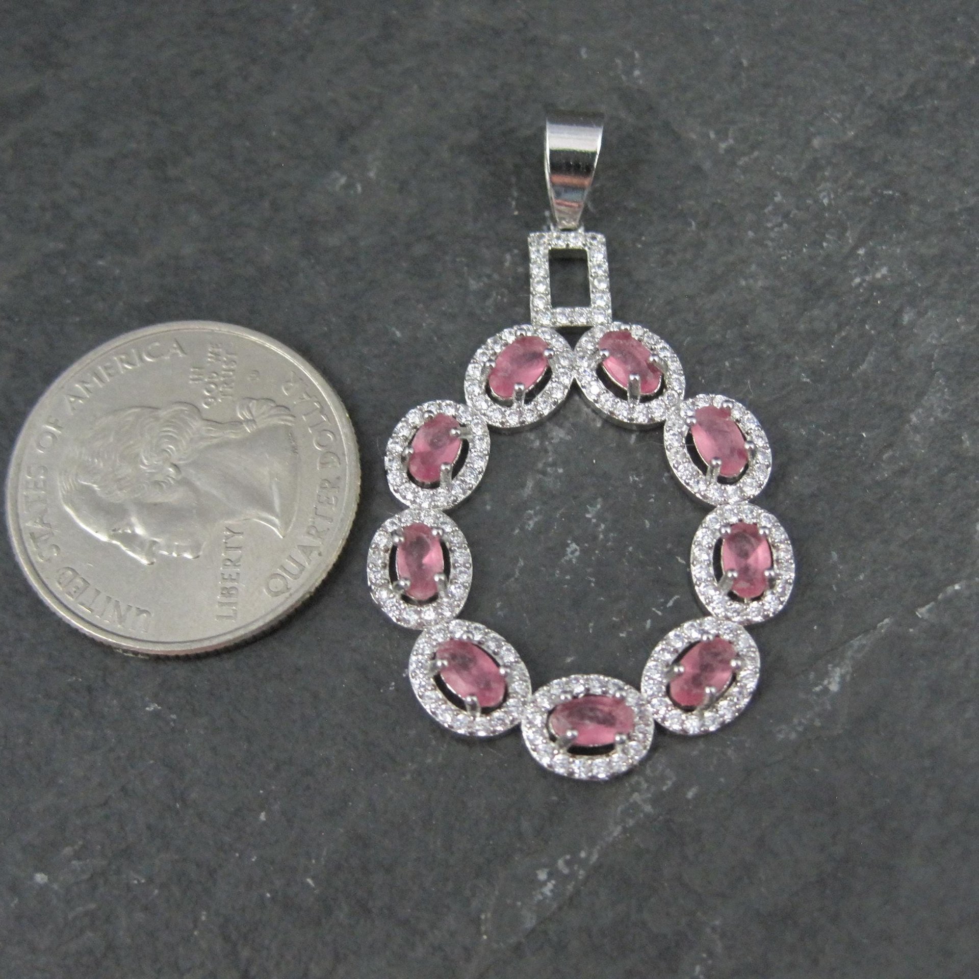 Estate Sterling Pink Cubic Zirconia Pendant
