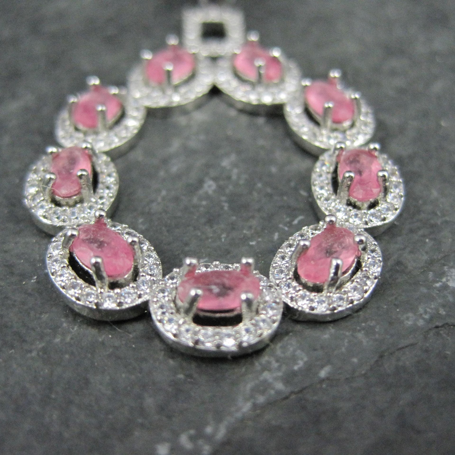Estate Sterling Pink Cubic Zirconia Pendant