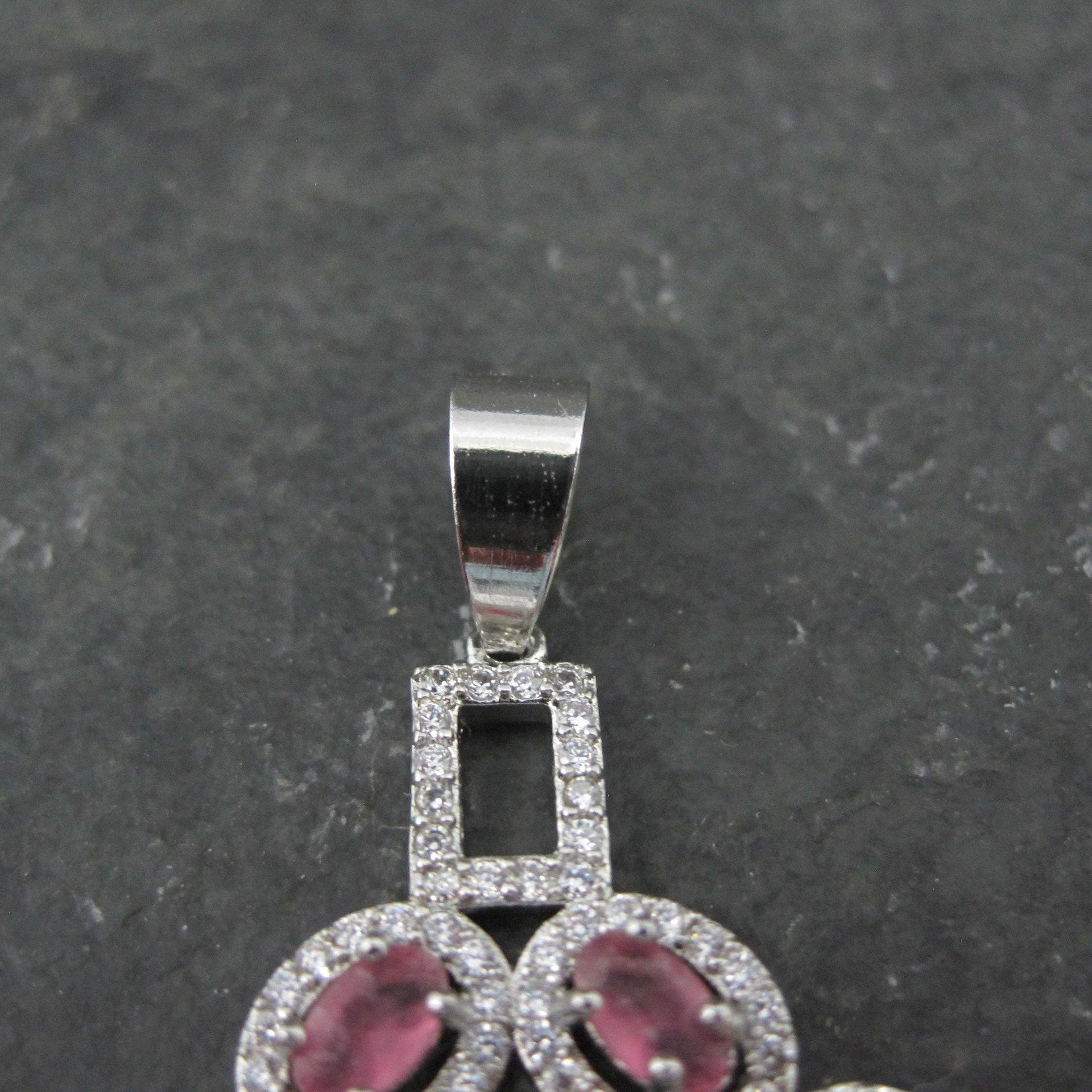 Estate Sterling Pink Cubic Zirconia Pendant