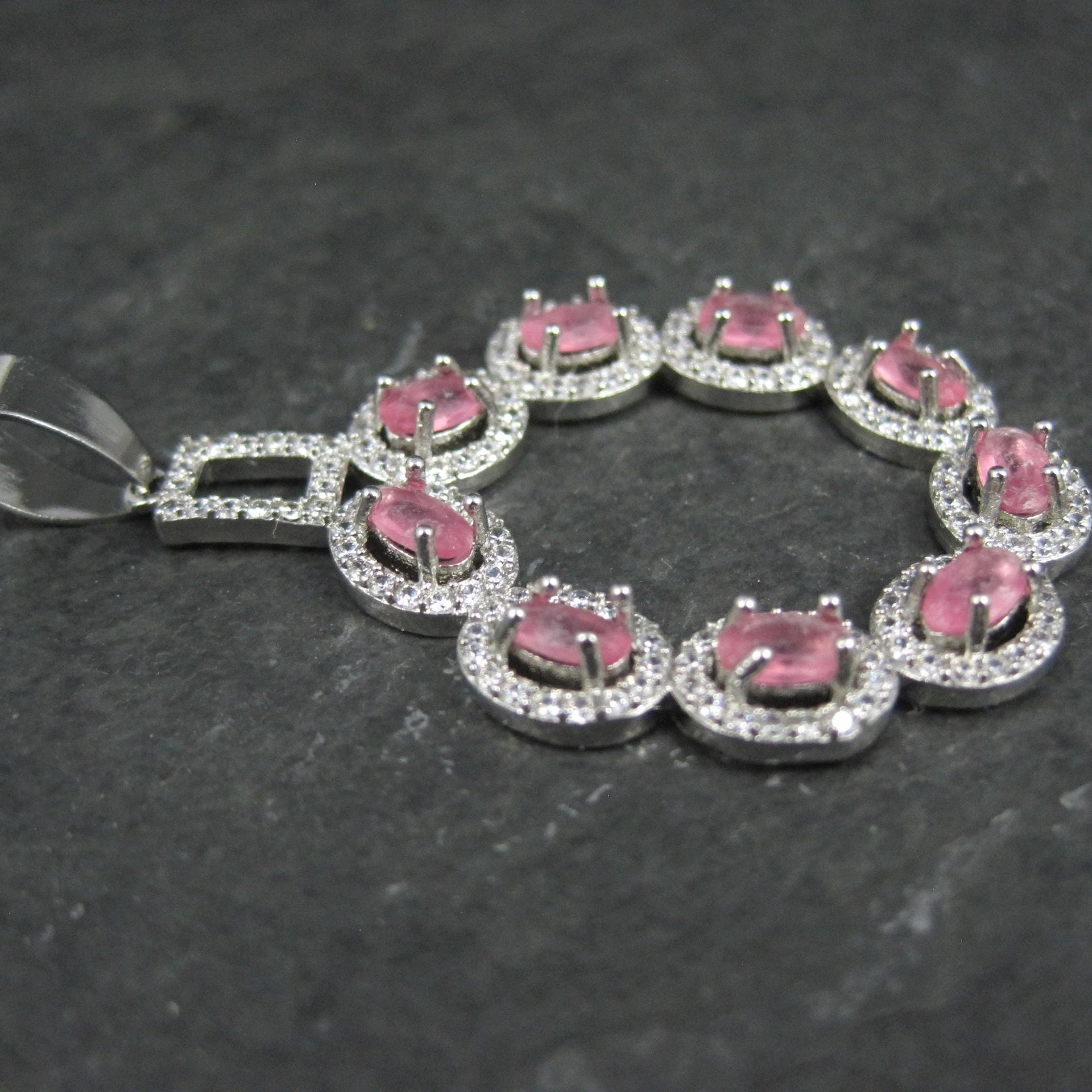 Estate Sterling Pink Cubic Zirconia Pendant