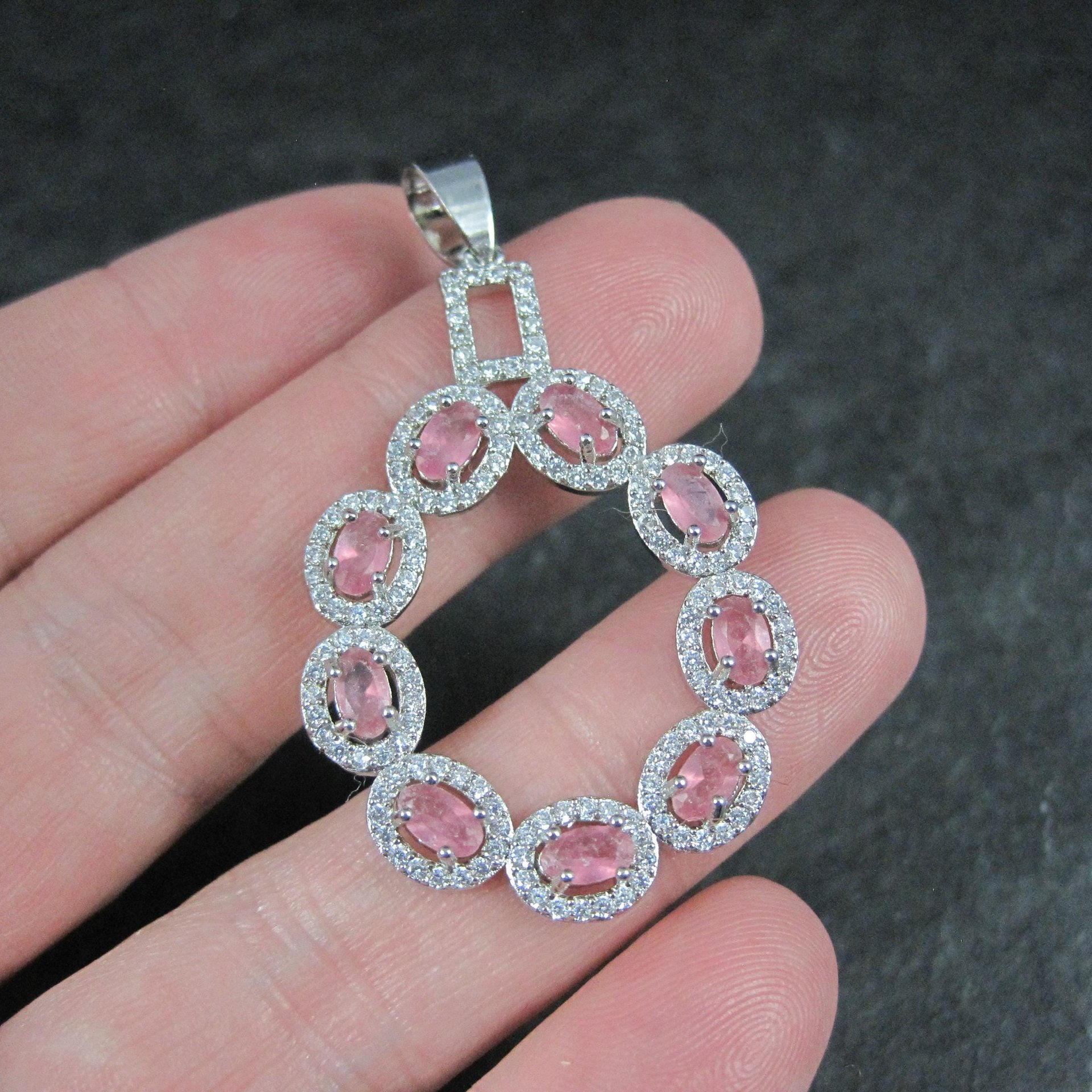 Estate Sterling Pink Cubic Zirconia Pendant