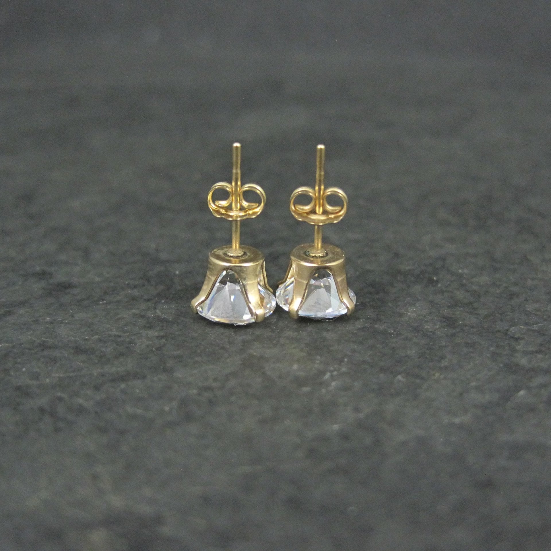 Vintage 7mm Cz Stud Earrings 14K Gold Filled New Old Stock