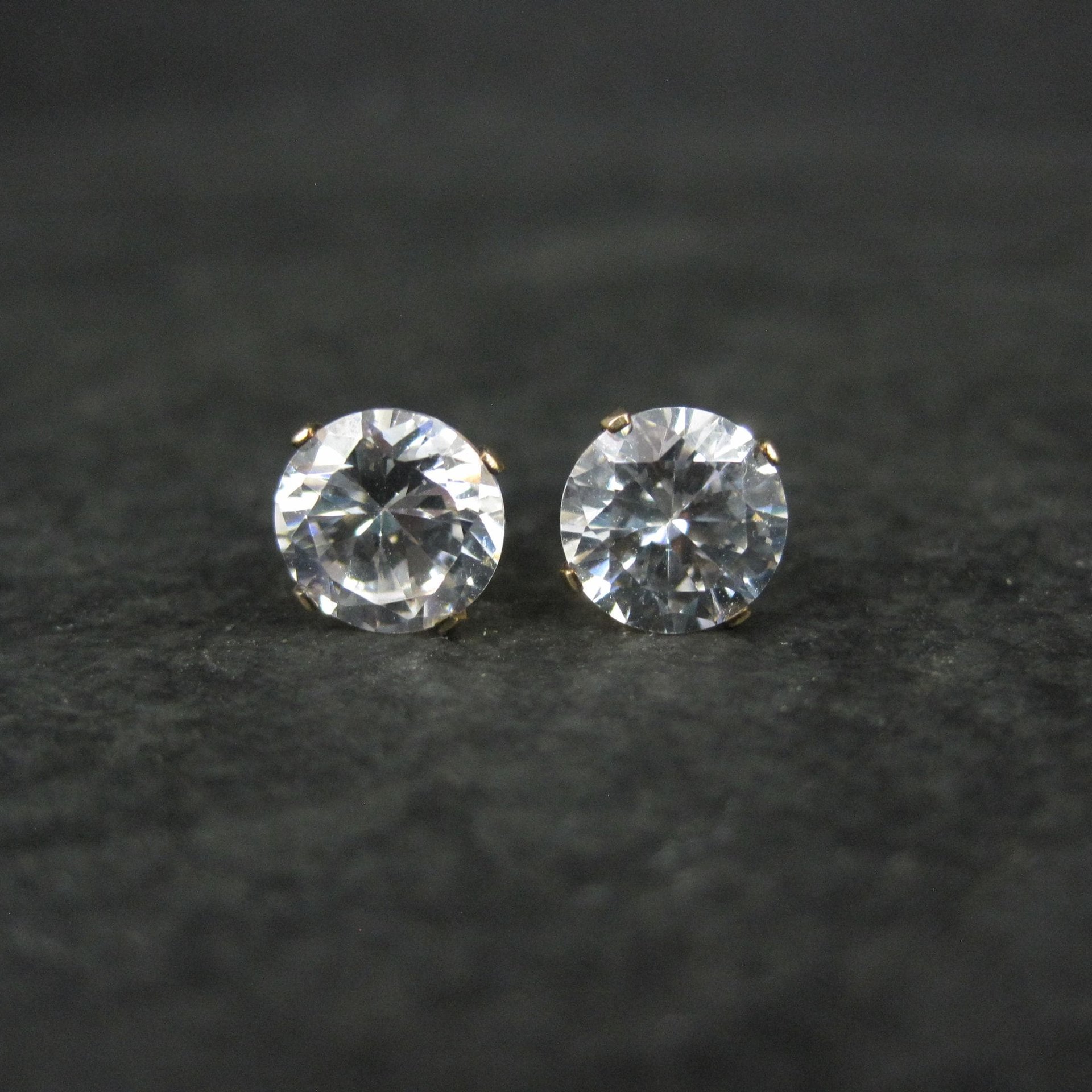 Vintage 7mm Cz Stud Earrings 14K Gold Filled New Old Stock
