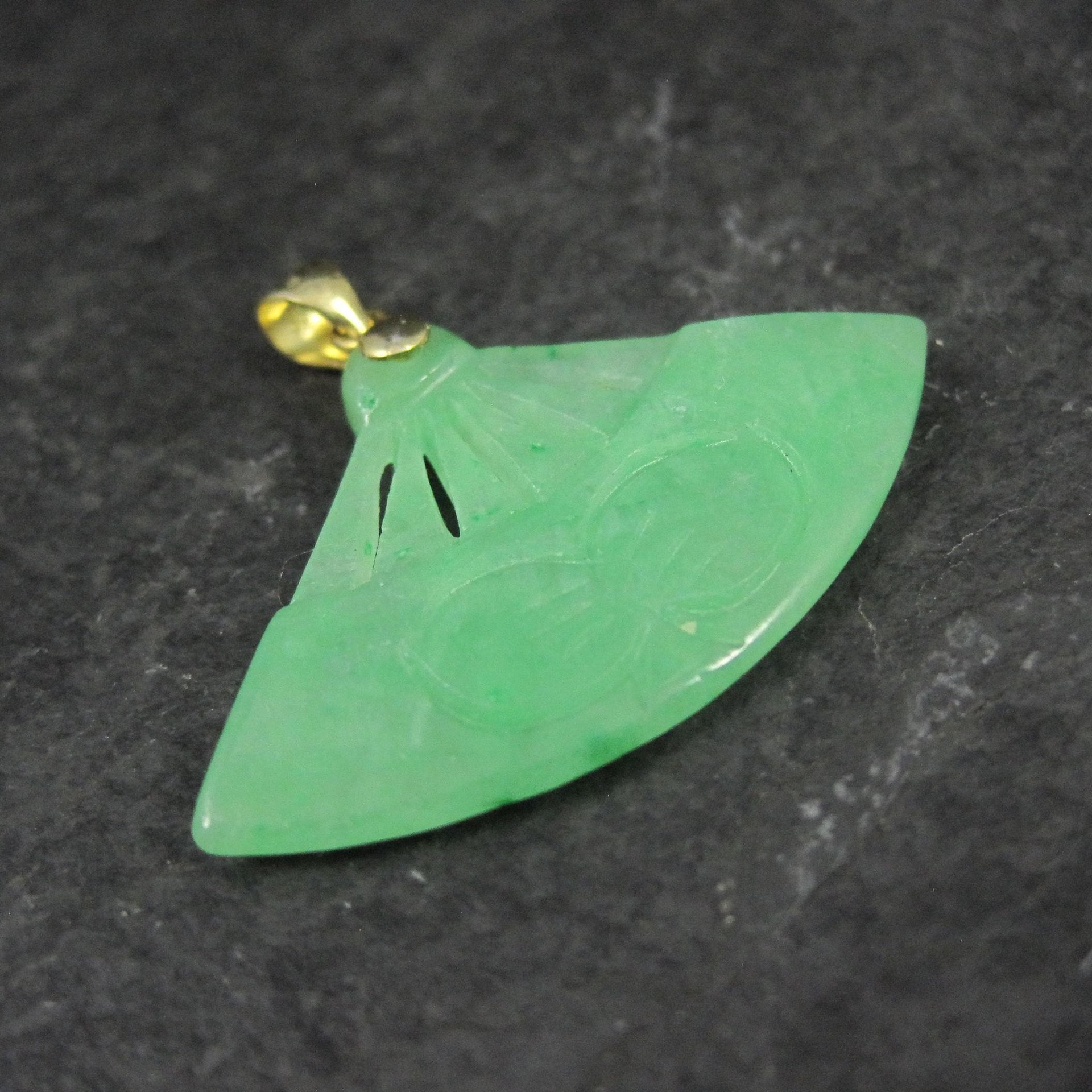 Vermeil Jadeite Fan Pendant Estate