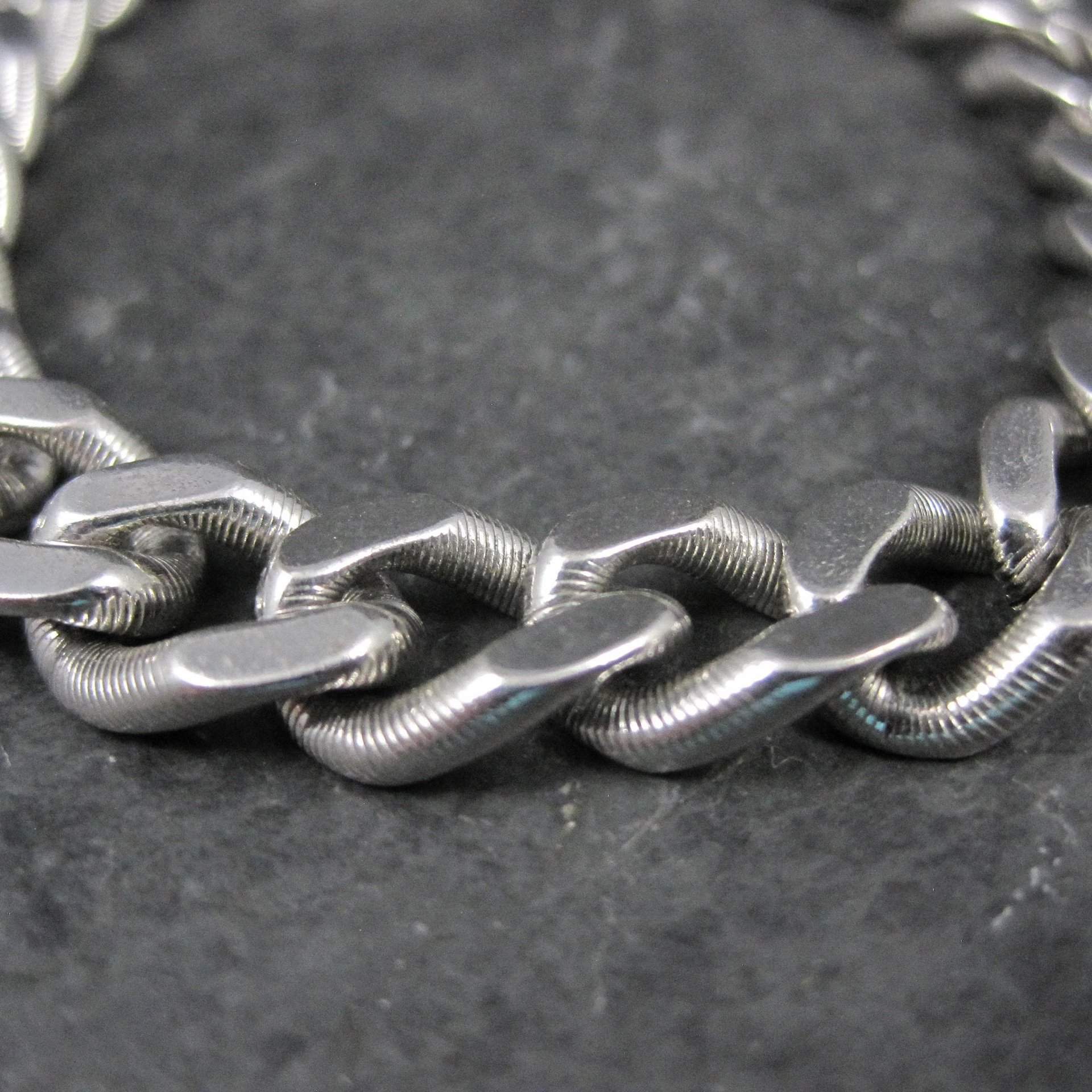 Silver Tone Figaro Bracelet Vintage Monet 7.5 Inches