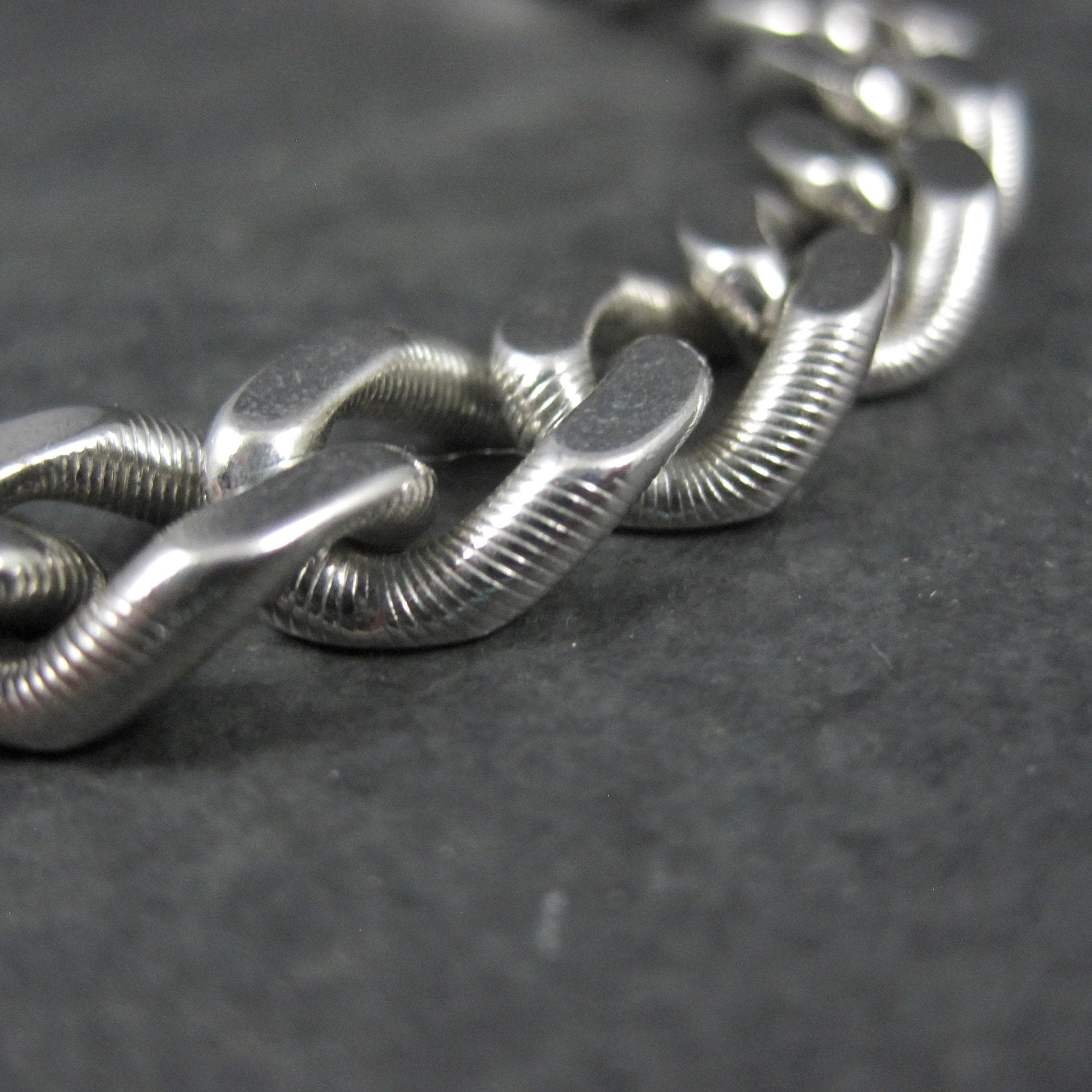 Silver Tone Figaro Bracelet Vintage Monet 7.5 Inches