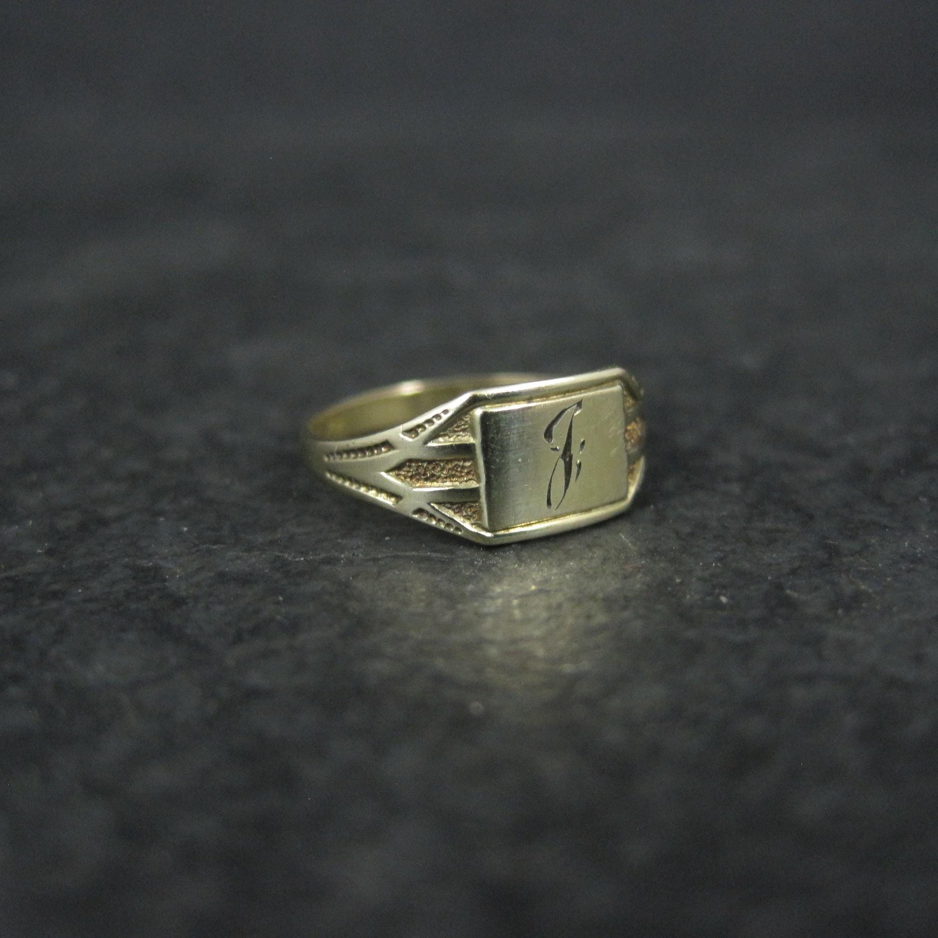 Victorian Baby Ring 10K Yellow Gold Size 1 Antique Ostby and Barton Initial J