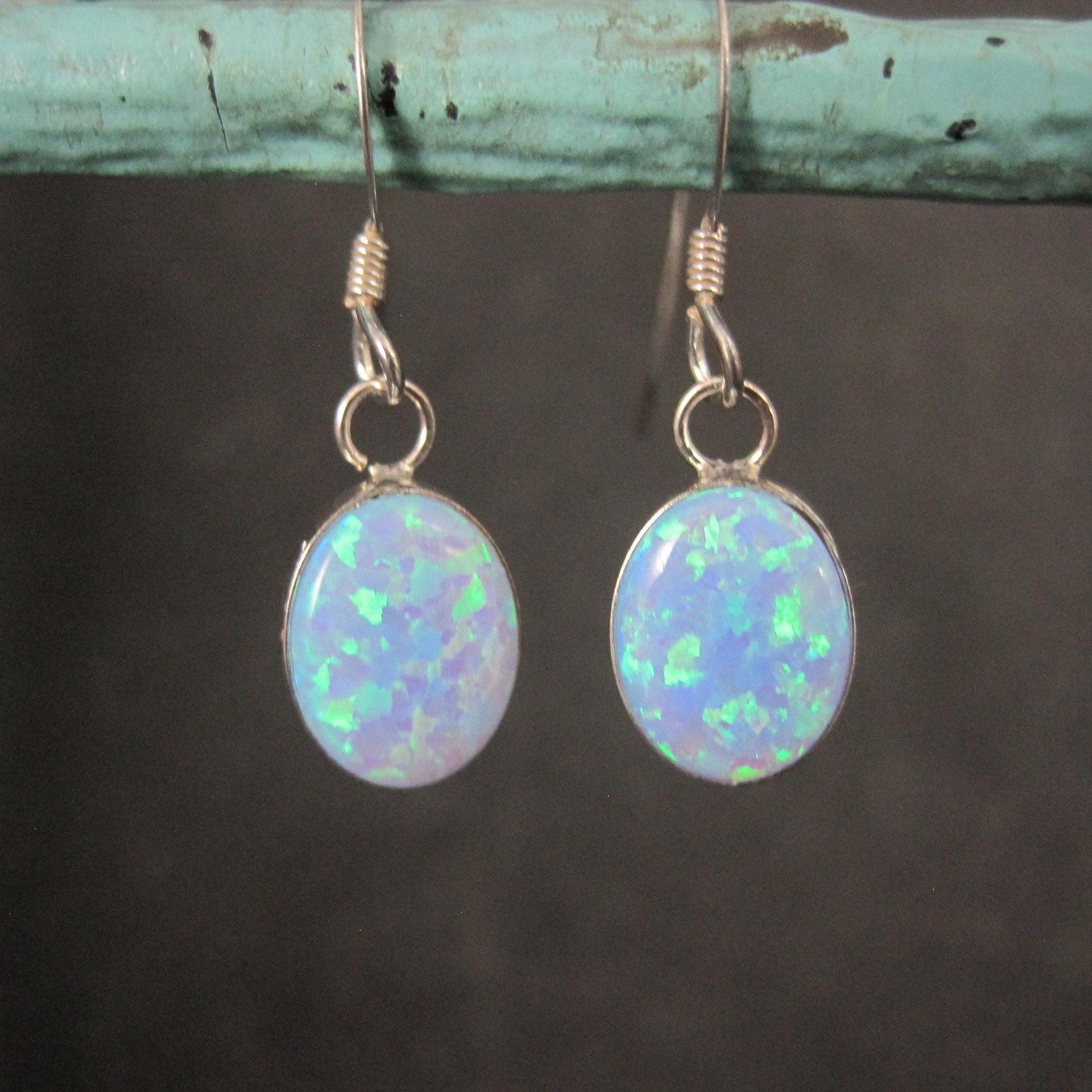 Southwestern Sterling Opal Earrings