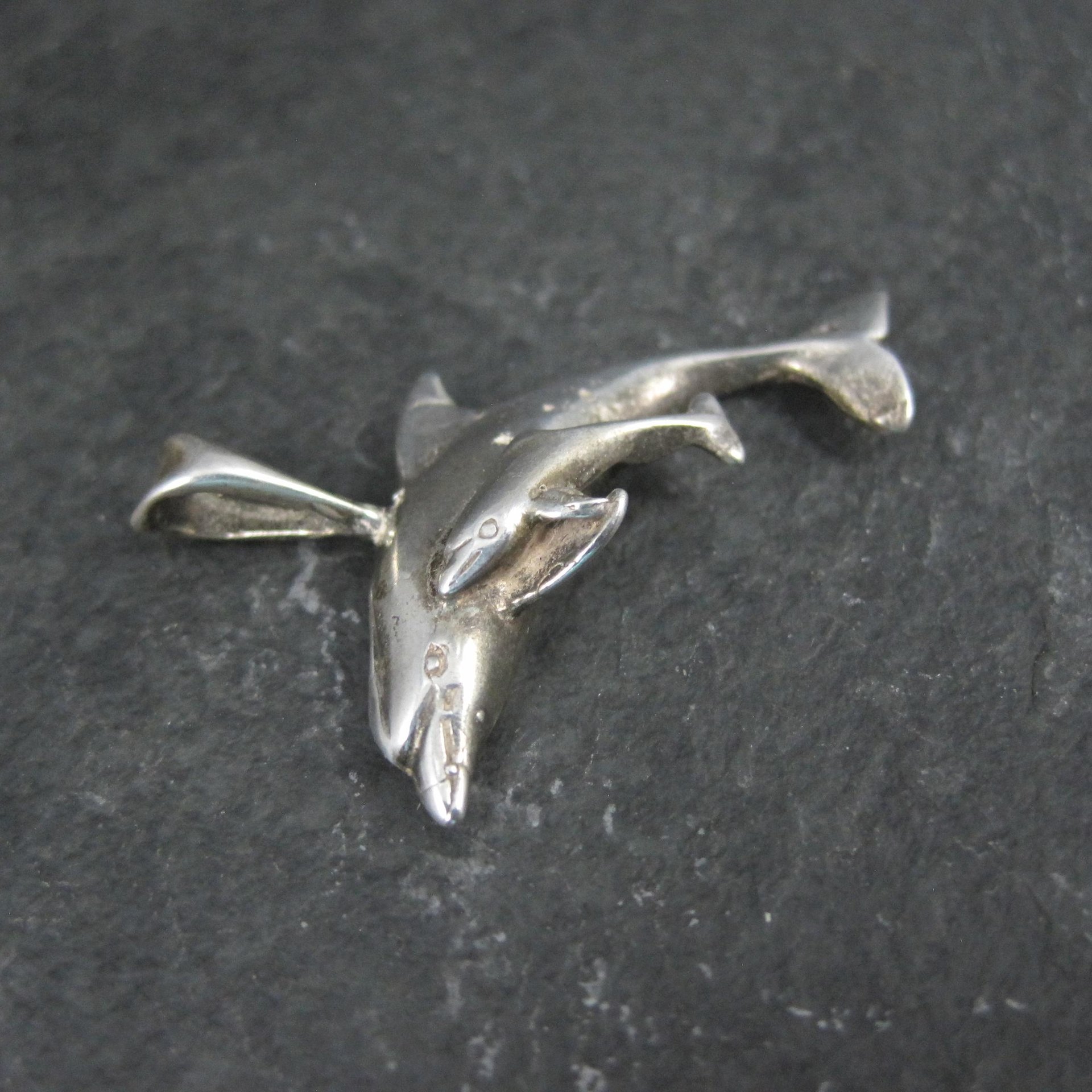 Dolphin Pendant 1980s Vintage Sterling Silver